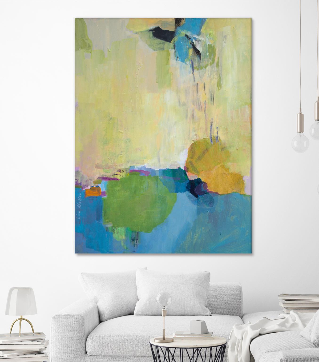 The Promise of Something by Lina Alattar on GIANT ART - blue,yellow abstracts, contemporary