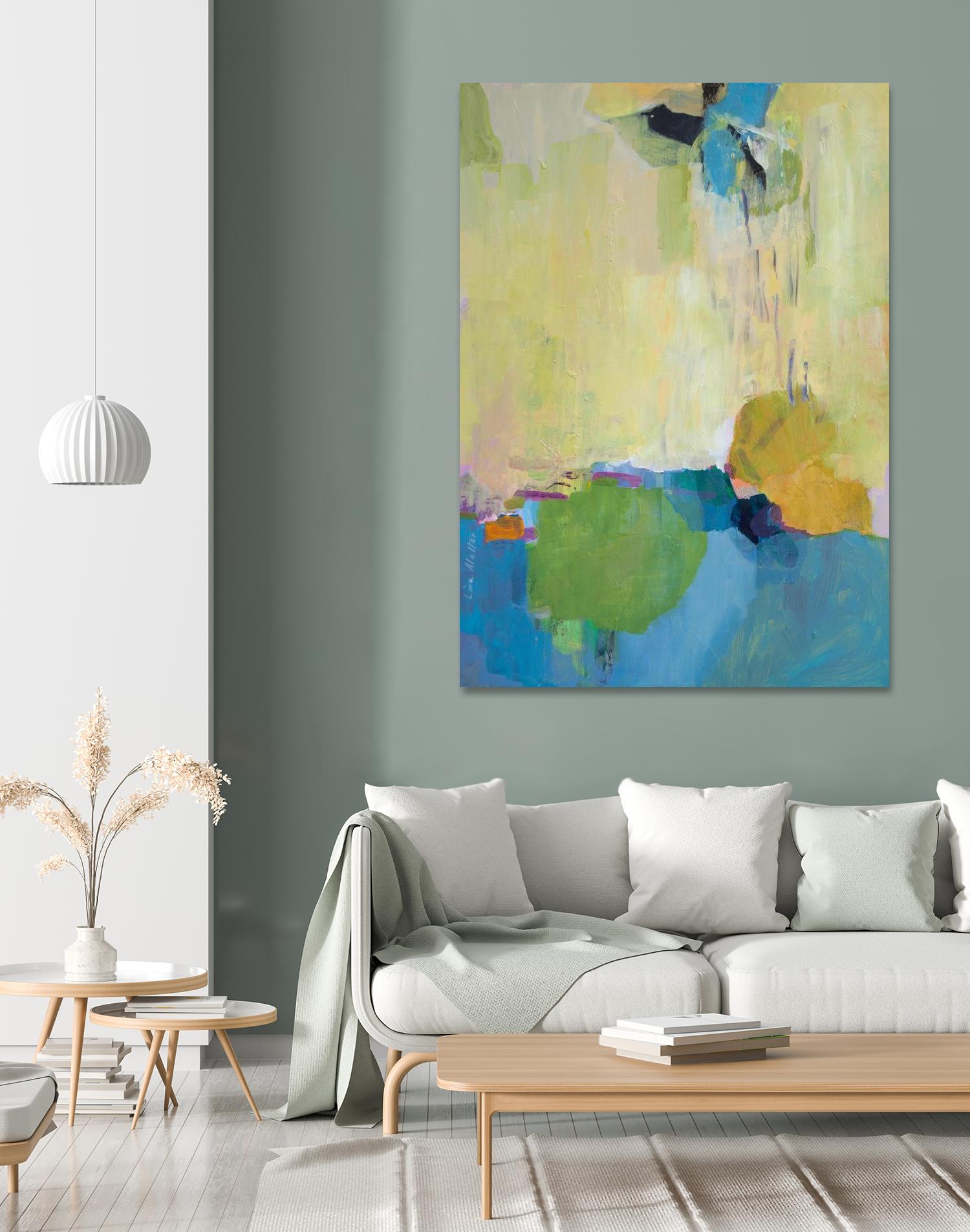 The Promise of Something by Lina Alattar on GIANT ART - blue,yellow abstracts, contemporary