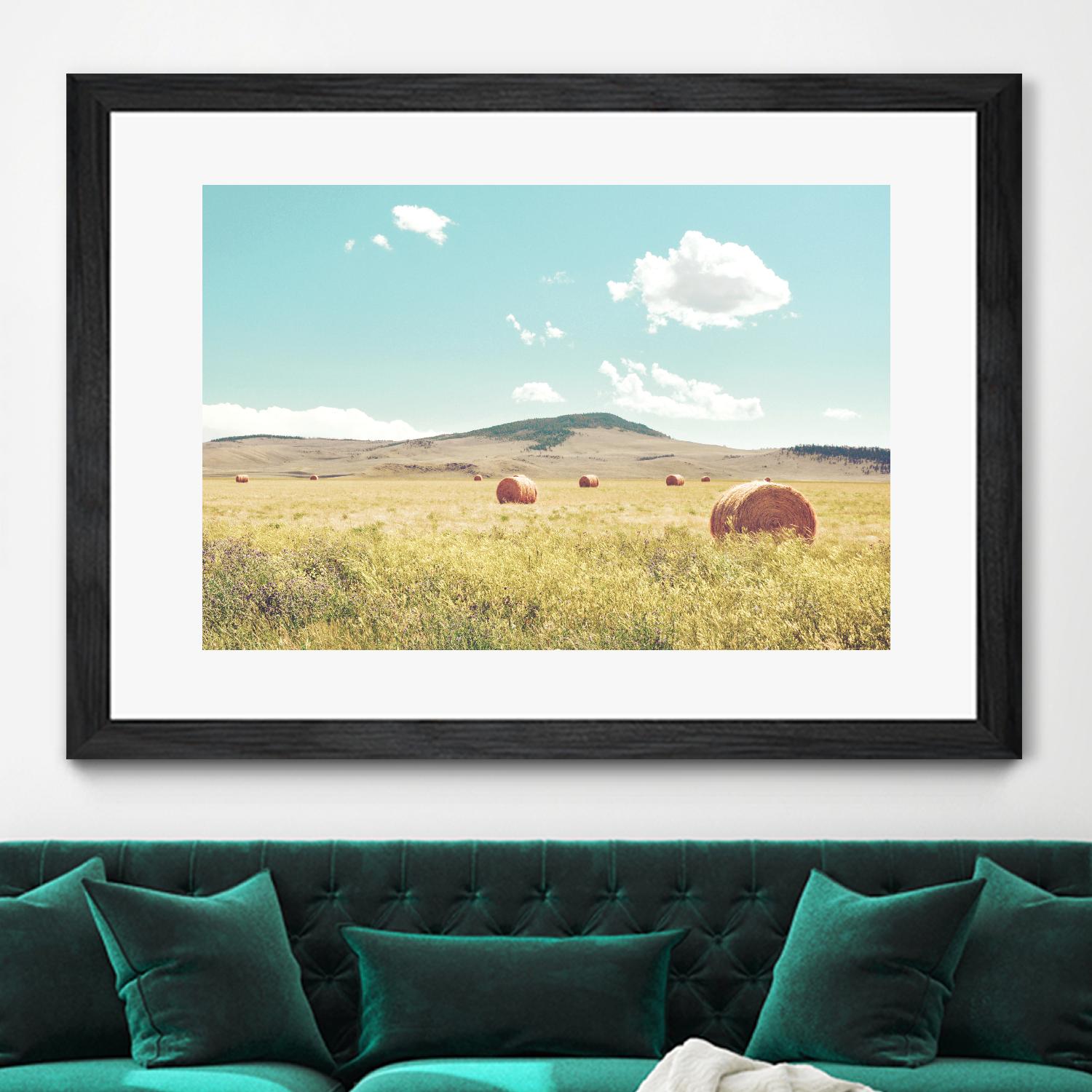 A Day in the Fields by Annie Bailey Art on GIANT ART - blue,green landscapes, photography, clouds, farms, hills