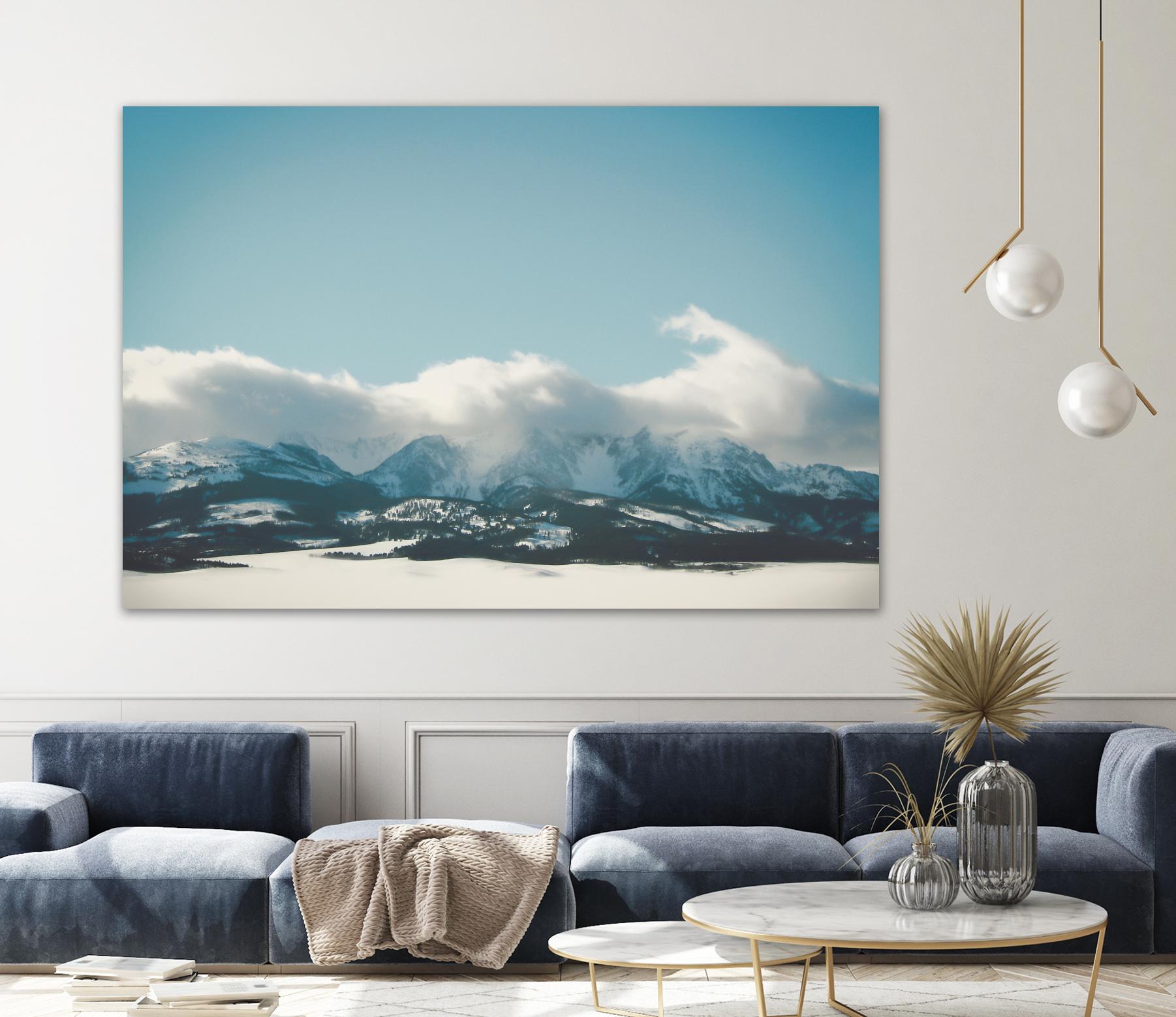 Bridger Mountain Cloud Cover by Annie Bailey Art on GIANT ART - white,blue landscapes, photography, mountains, snow, winter, hills