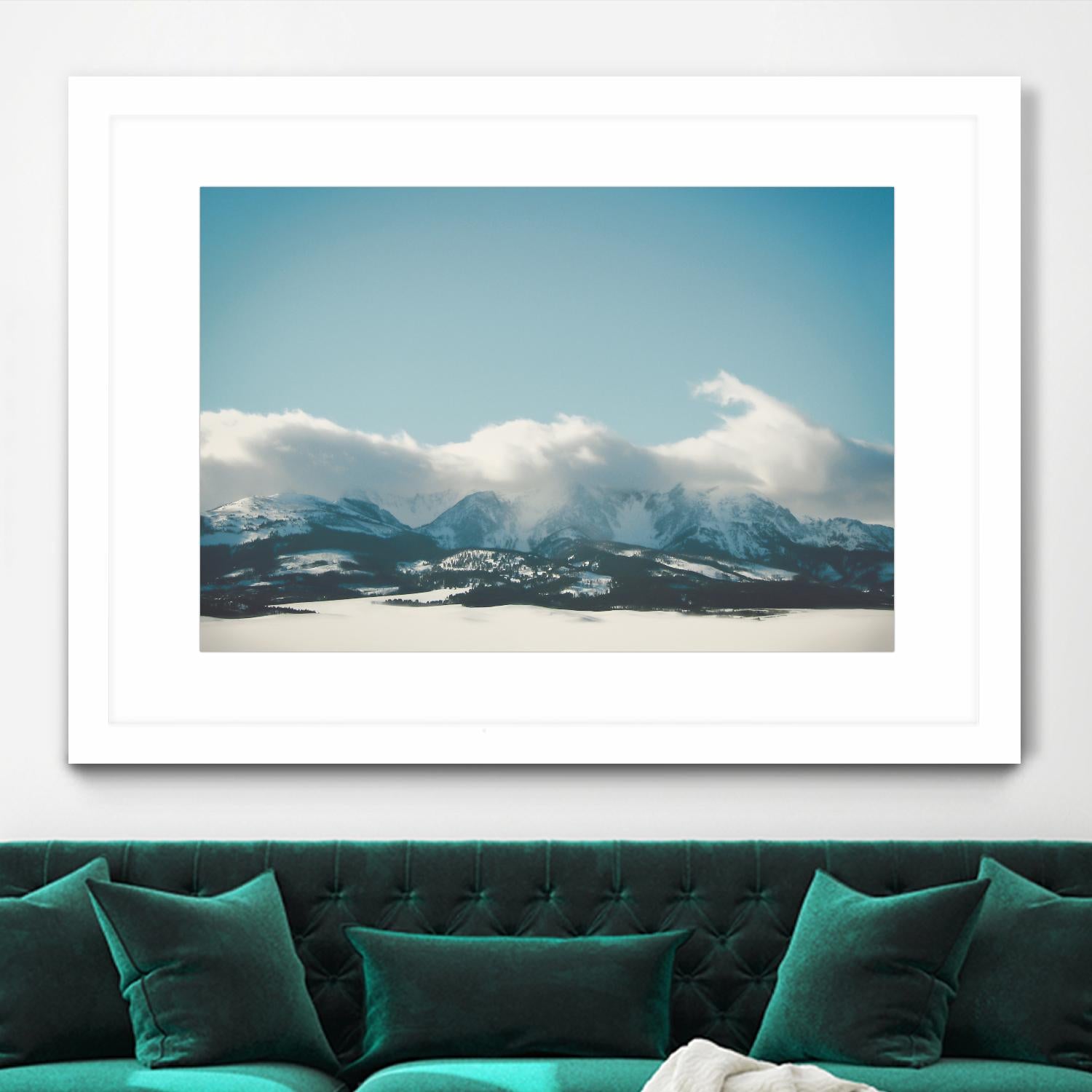 Bridger Mountain Cloud Cover by Annie Bailey Art on GIANT ART - white,blue landscapes, photography, mountains, snow, winter, hills