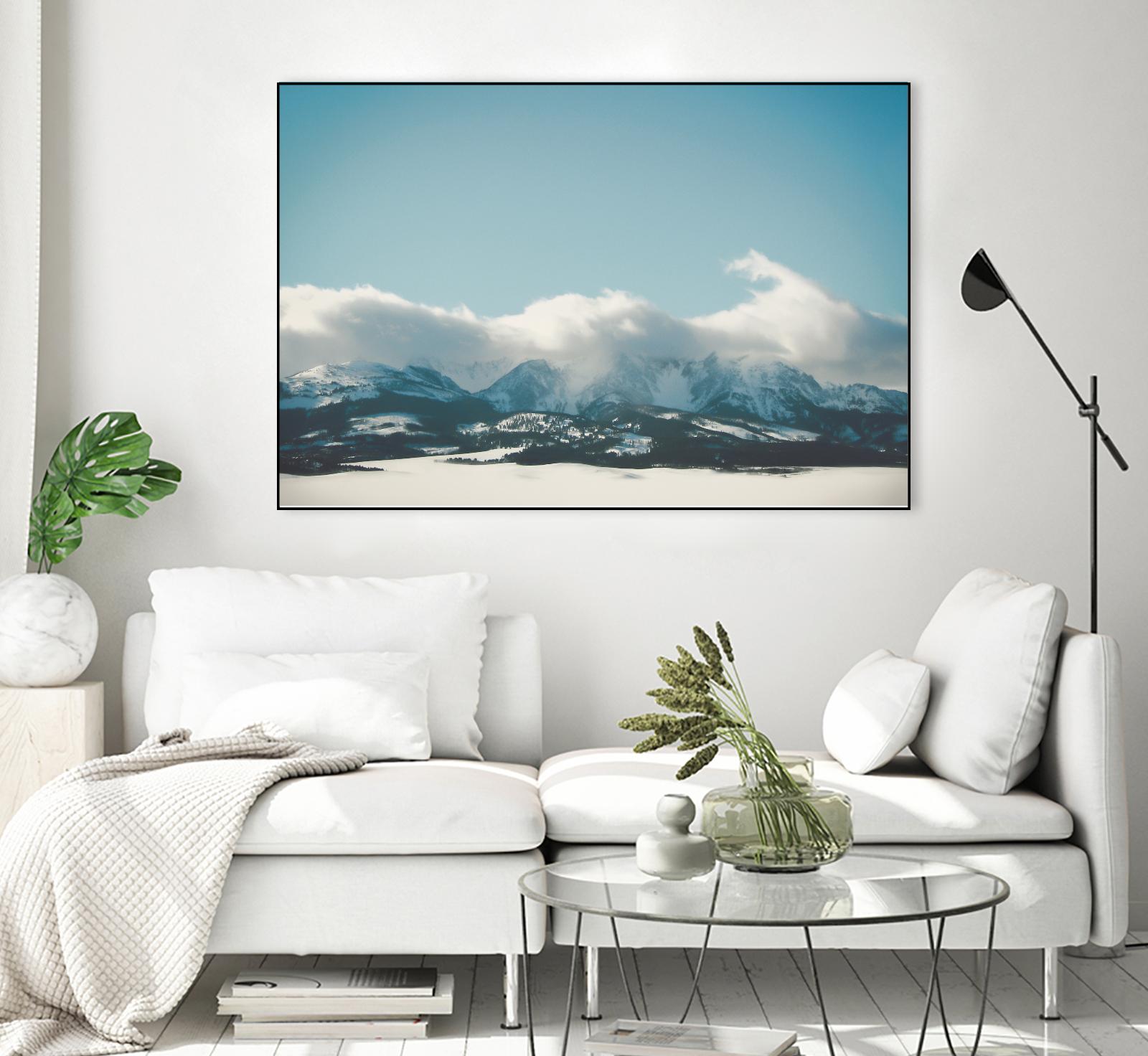 Bridger Mountain Cloud Cover by Annie Bailey Art on GIANT ART - white,blue landscapes, photography, mountains, snow, winter, hills