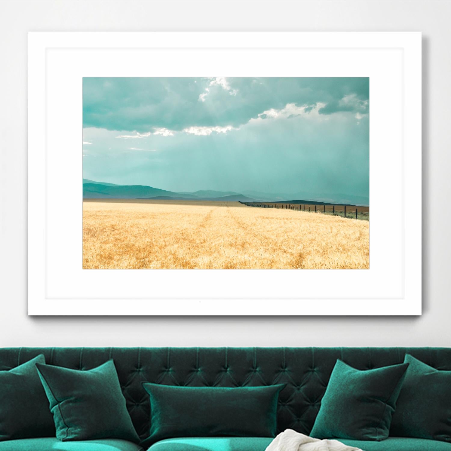 Harvest Shadow by Annie Bailey Art on GIANT ART - blue,beige landscapes, photography, farms, hills