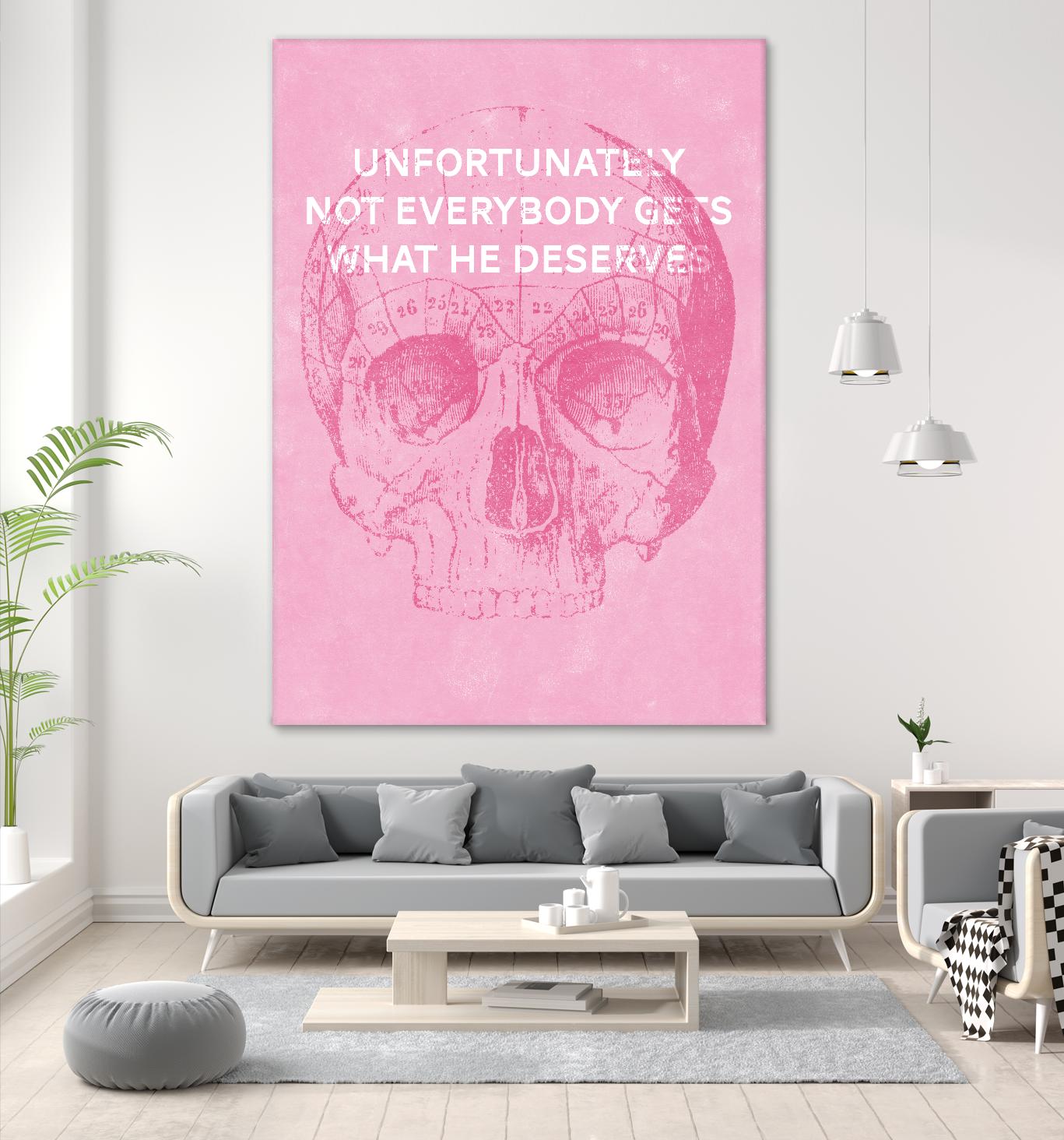 Unfortunately Not Everybody Gets What He Deserves by Hannes Beer on GIANT ART - pink inspirational, urban/pop surrealism, design/type, illustration, typography