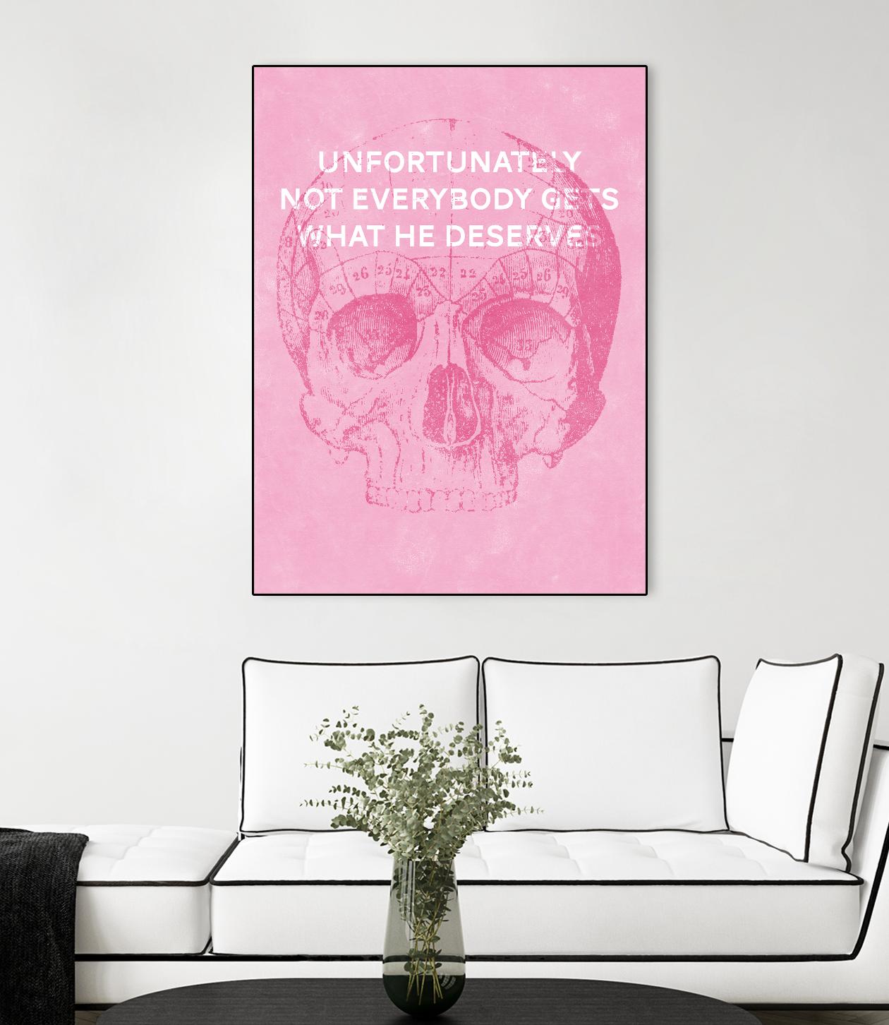 Unfortunately Not Everybody Gets What He Deserves by Hannes Beer on GIANT ART - pink inspirational, urban/pop surrealism, design/type, illustration, typography