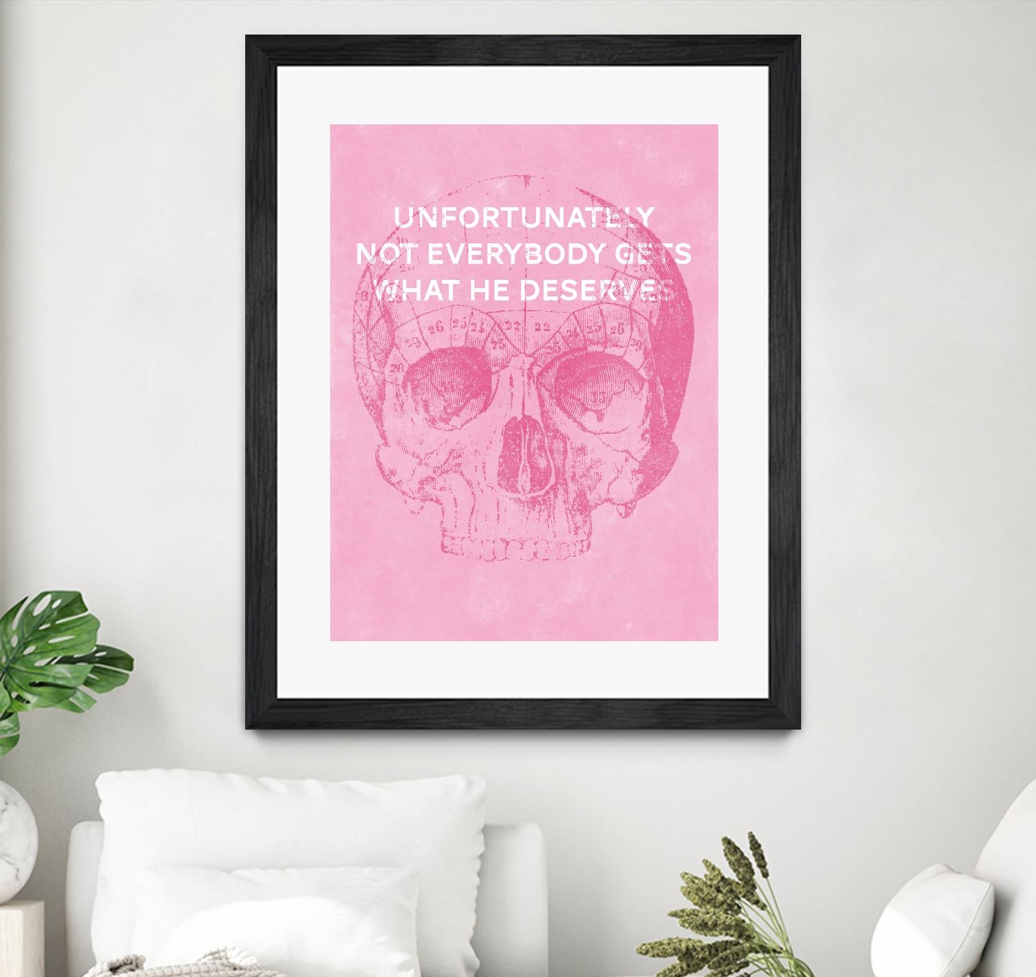 Unfortunately Not Everybody Gets What He Deserves by Hannes Beer on GIANT ART - pink inspirational, urban/pop surrealism, design/type, illustration, typography