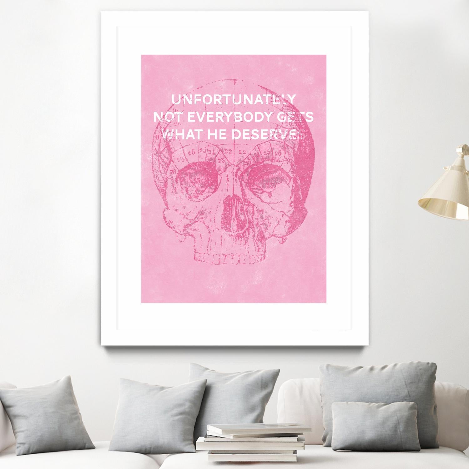 Unfortunately Not Everybody Gets What He Deserves by Hannes Beer on GIANT ART - pink inspirational, urban/pop surrealism, design/type, illustration, typography