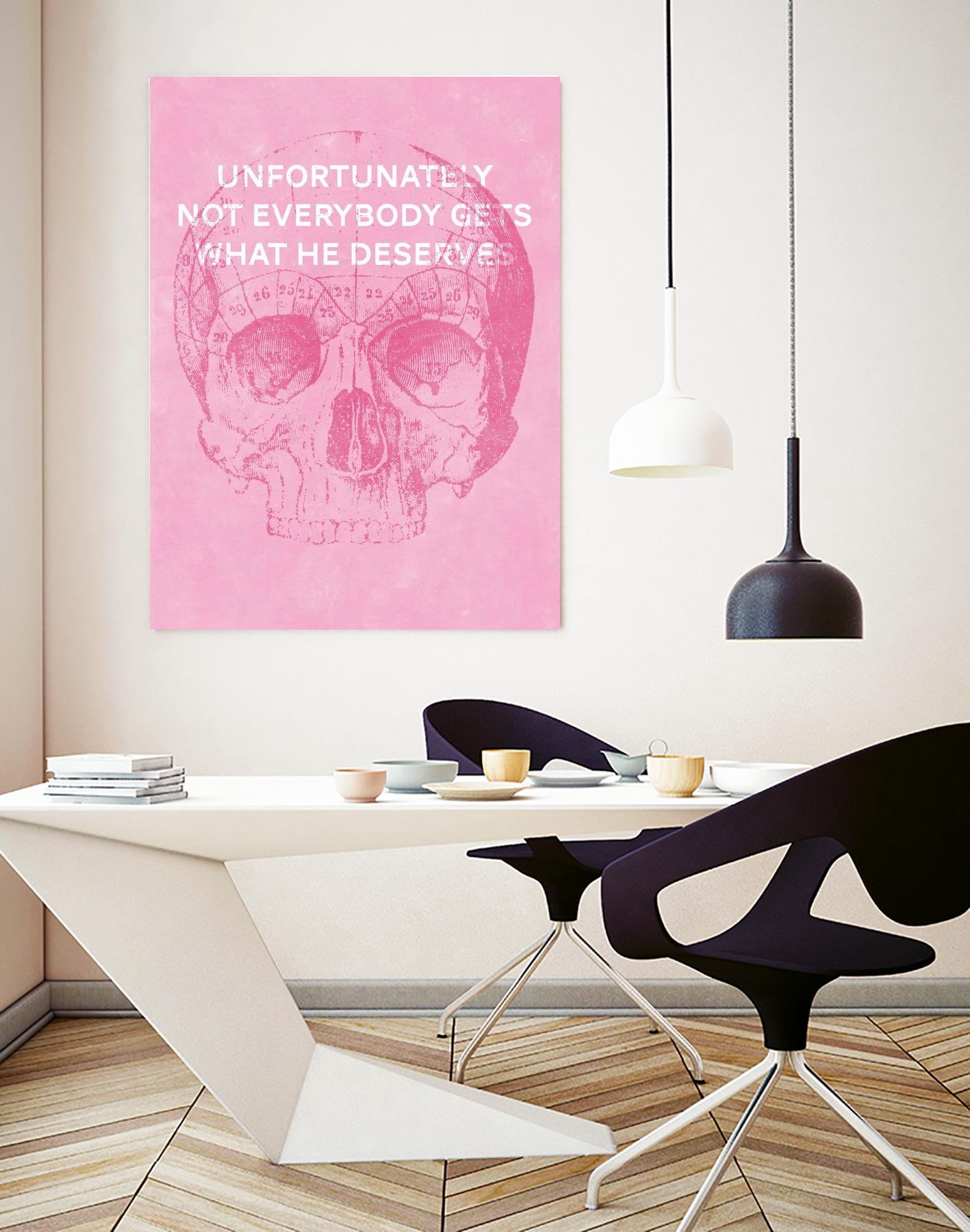 Unfortunately Not Everybody Gets What He Deserves by Hannes Beer on GIANT ART - pink inspirational, urban/pop surrealism, design/type, illustration, typography