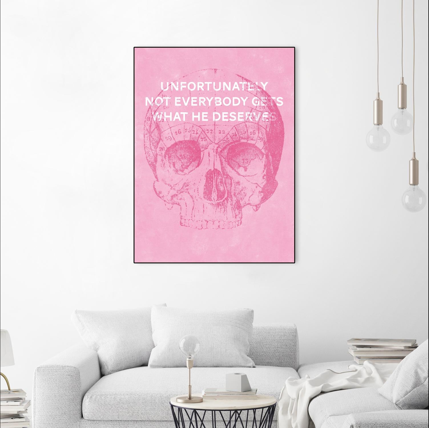 Unfortunately Not Everybody Gets What He Deserves by Hannes Beer on GIANT ART - pink inspirational, urban/pop surrealism, design/type, illustration, typography