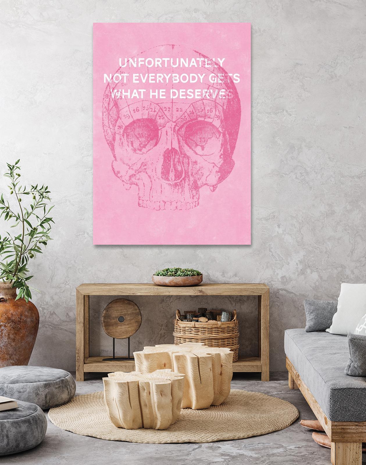 Unfortunately Not Everybody Gets What He Deserves by Hannes Beer on GIANT ART - pink inspirational, urban/pop surrealism, design/type, illustration, typography