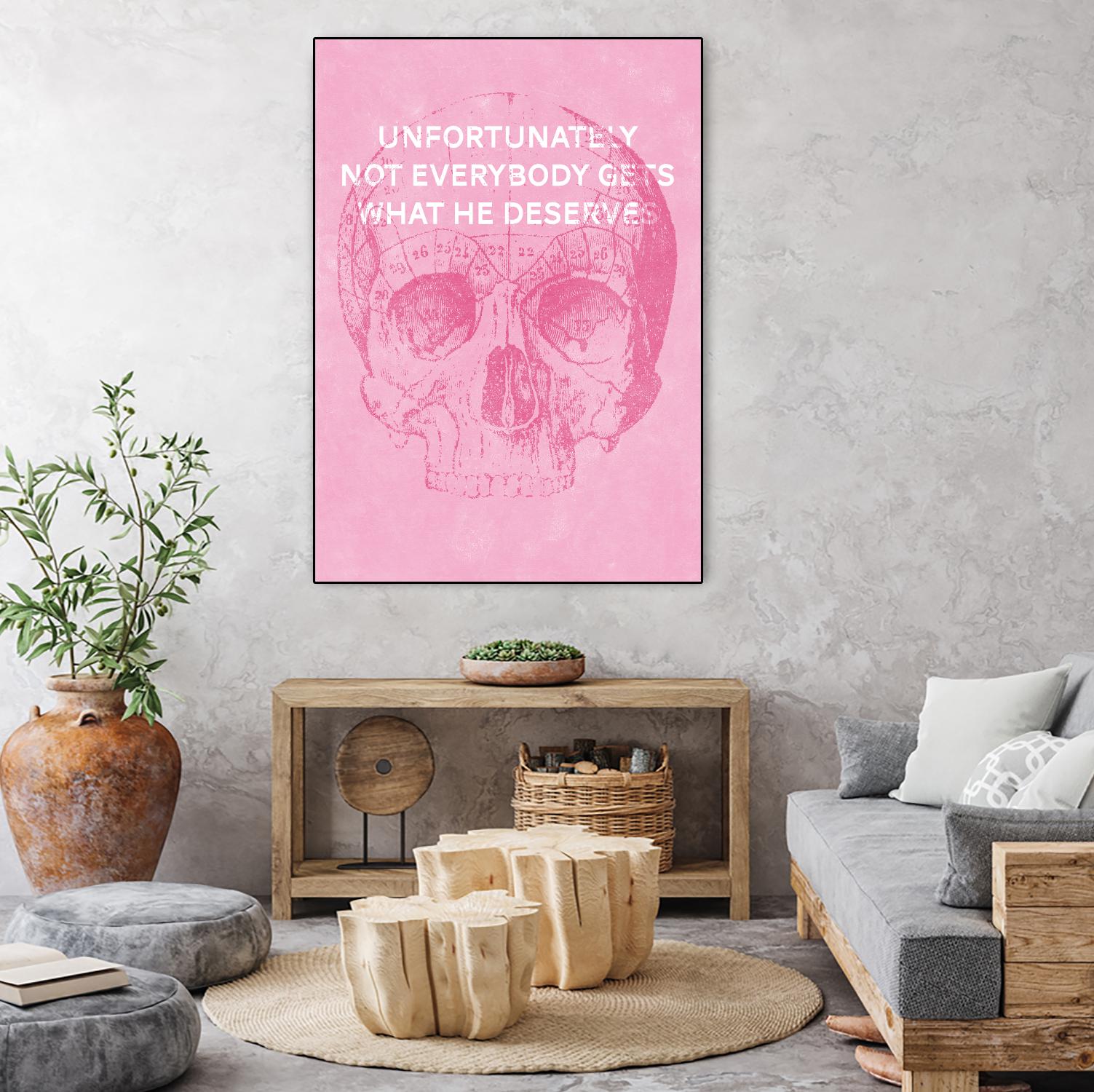 Unfortunately Not Everybody Gets What He Deserves by Hannes Beer on GIANT ART - pink inspirational, urban/pop surrealism, design/type, illustration, typography