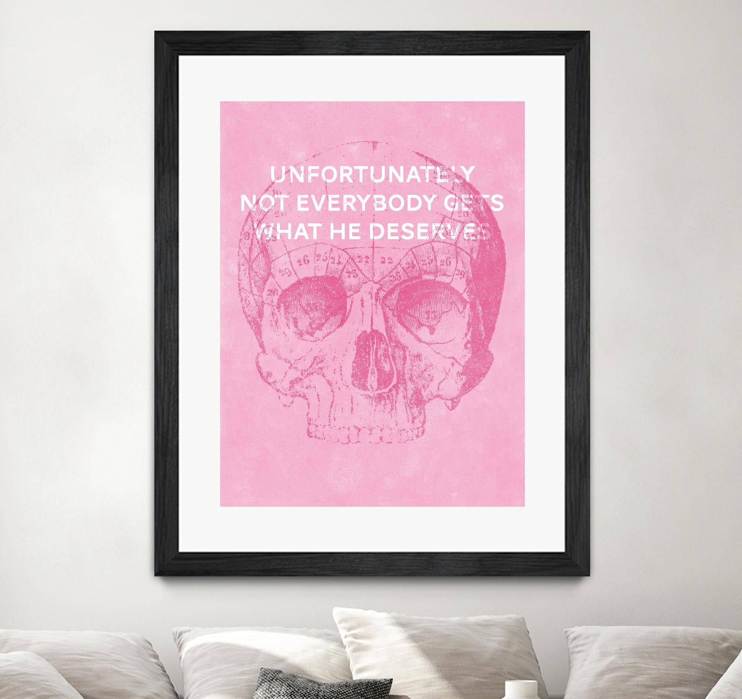 Unfortunately Not Everybody Gets What He Deserves by Hannes Beer on GIANT ART - pink inspirational, urban/pop surrealism, design/type, illustration, typography