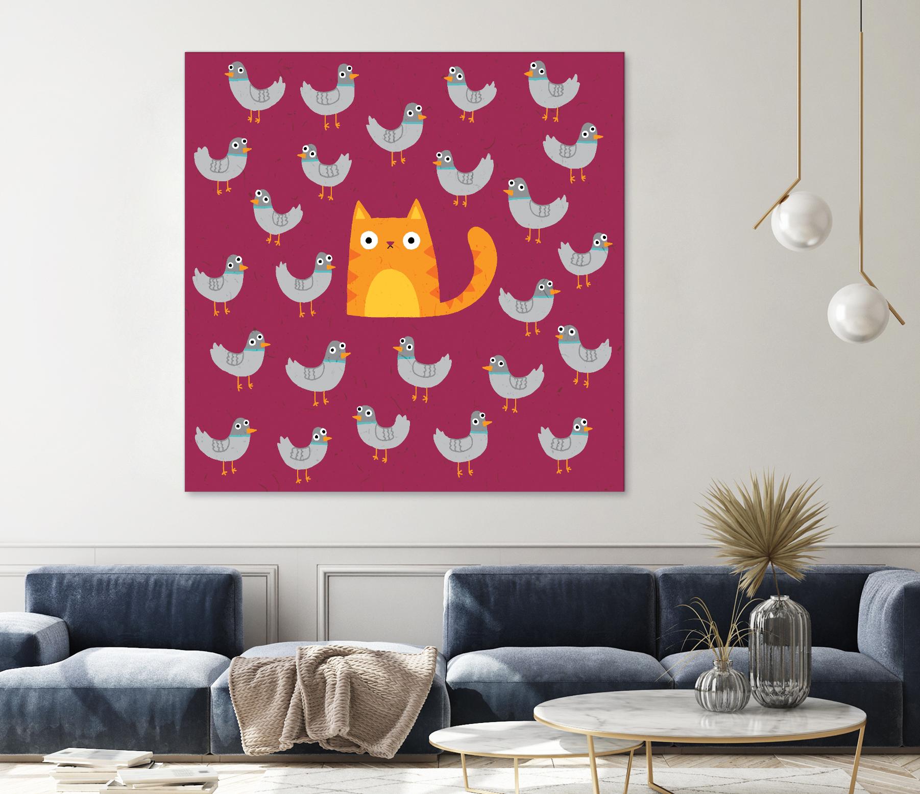 Cat amongst the Pigeons by Michael Buxton on GIANT ART - multicolor urban/pop surrealism; animals; contemporary