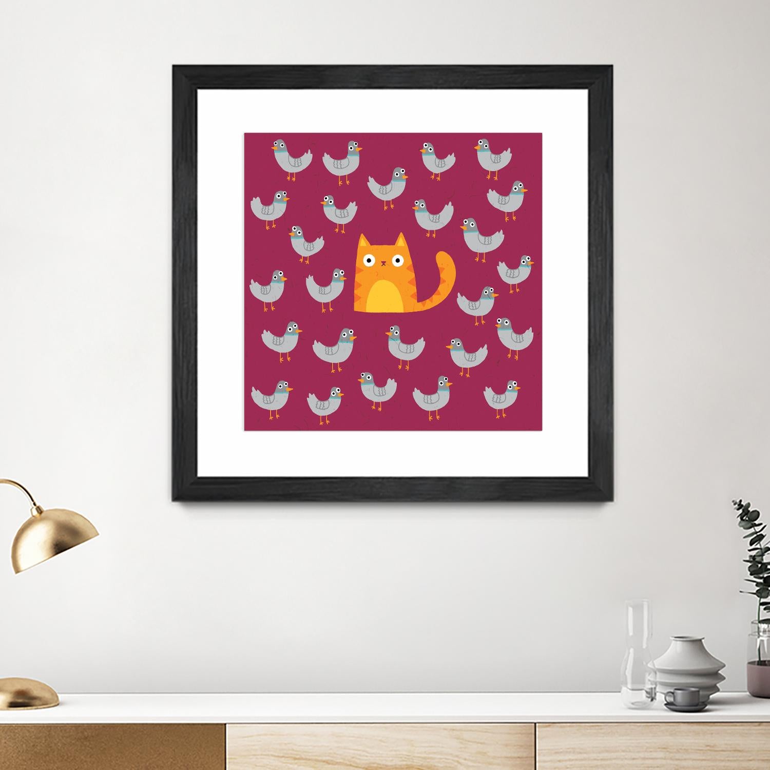 Cat amongst the Pigeons by Michael Buxton on GIANT ART - multicolor urban/pop surrealism; animals; contemporary