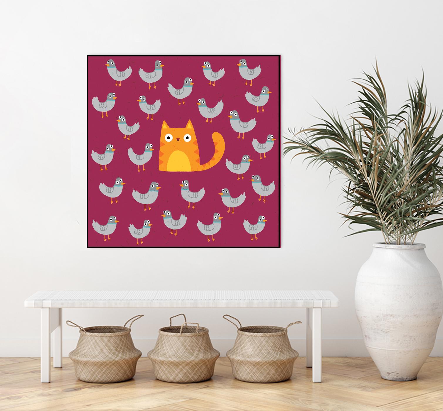 Cat amongst the Pigeons by Michael Buxton on GIANT ART - multicolor urban/pop surrealism; animals; contemporary