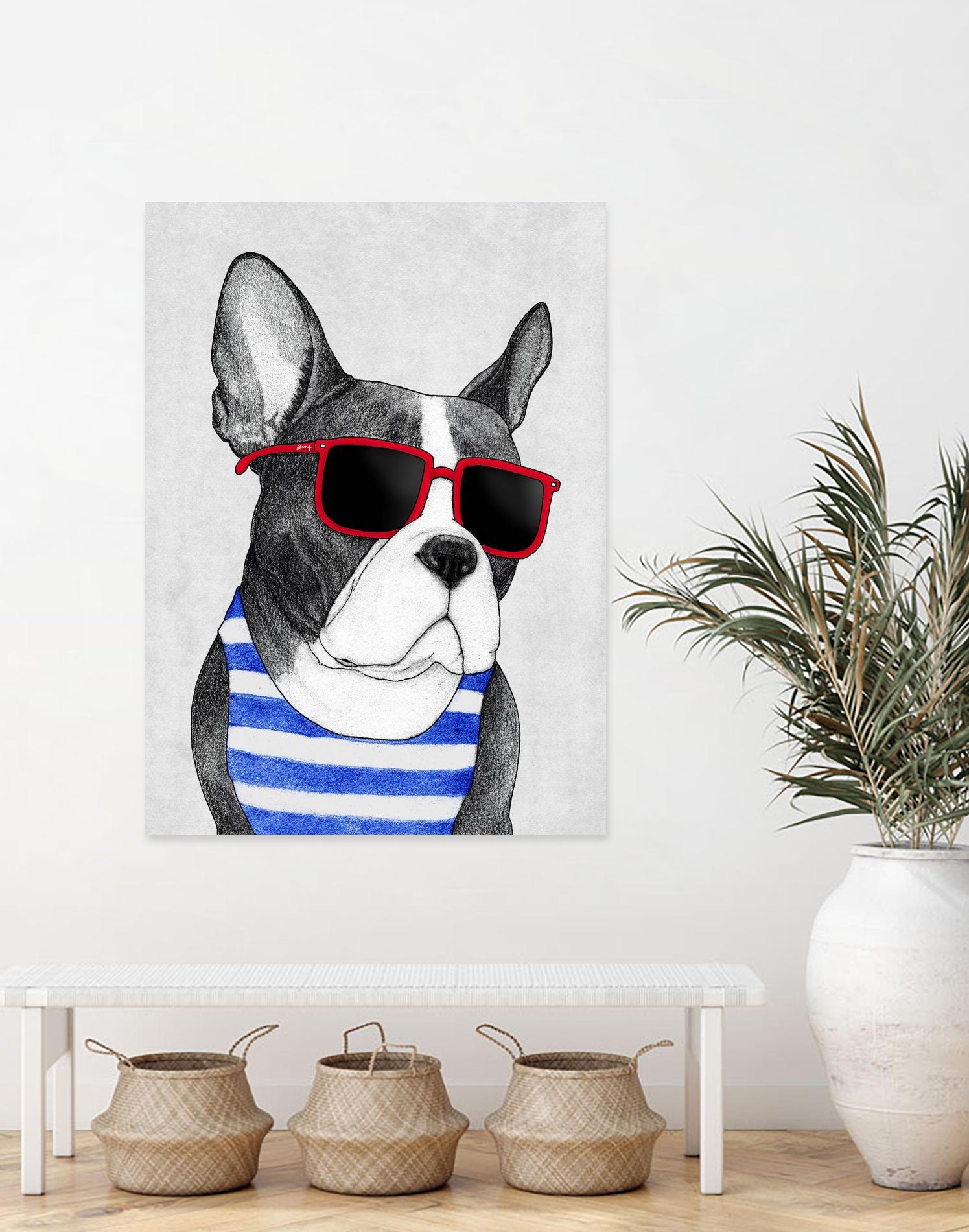 Frenchie Summer Style by Barruf on GIANT ART - multicolor urban/pop surrealism; animals