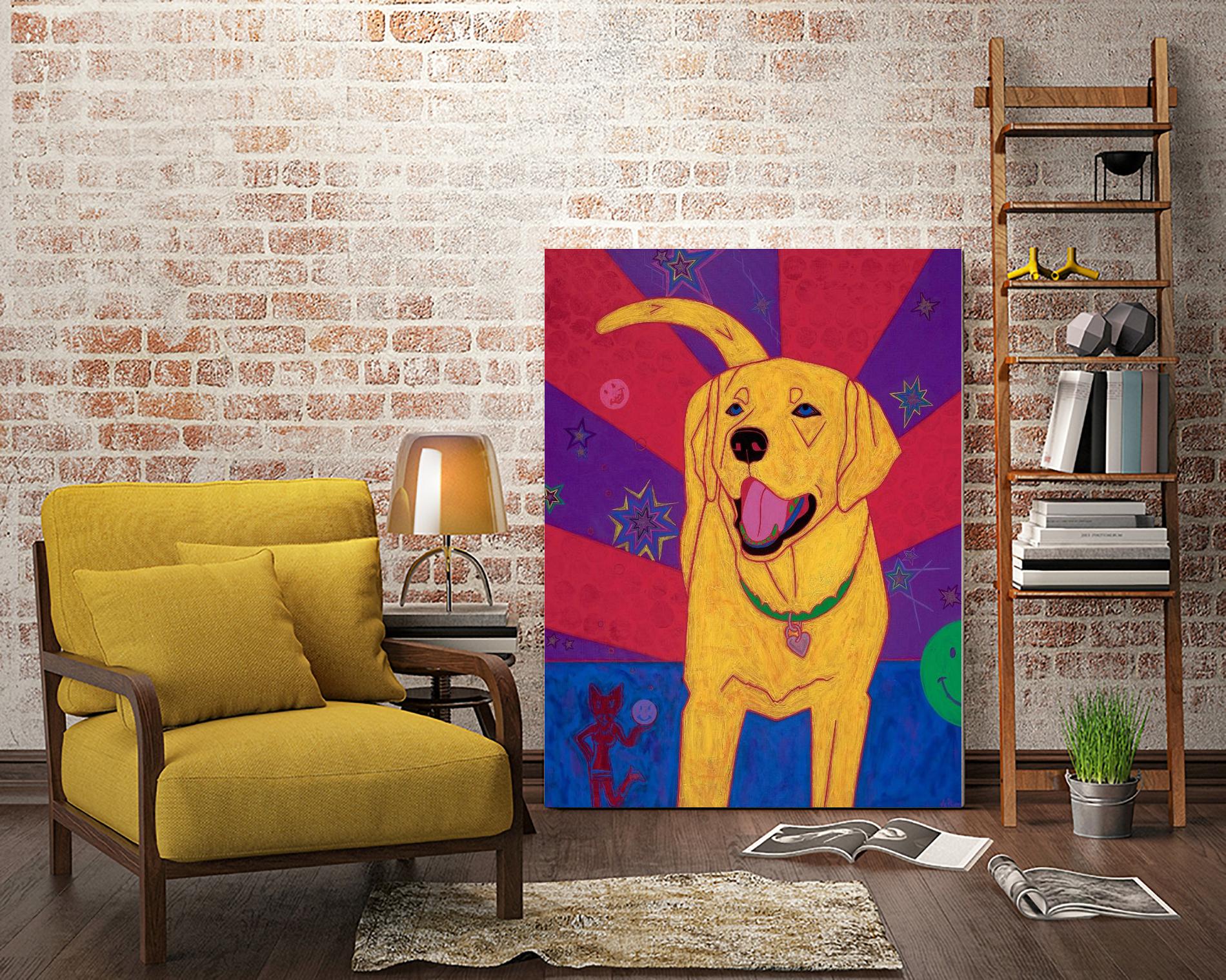 Yellow Happiness by Angela Bond on GIANT ART - multicolor animals; contemporary