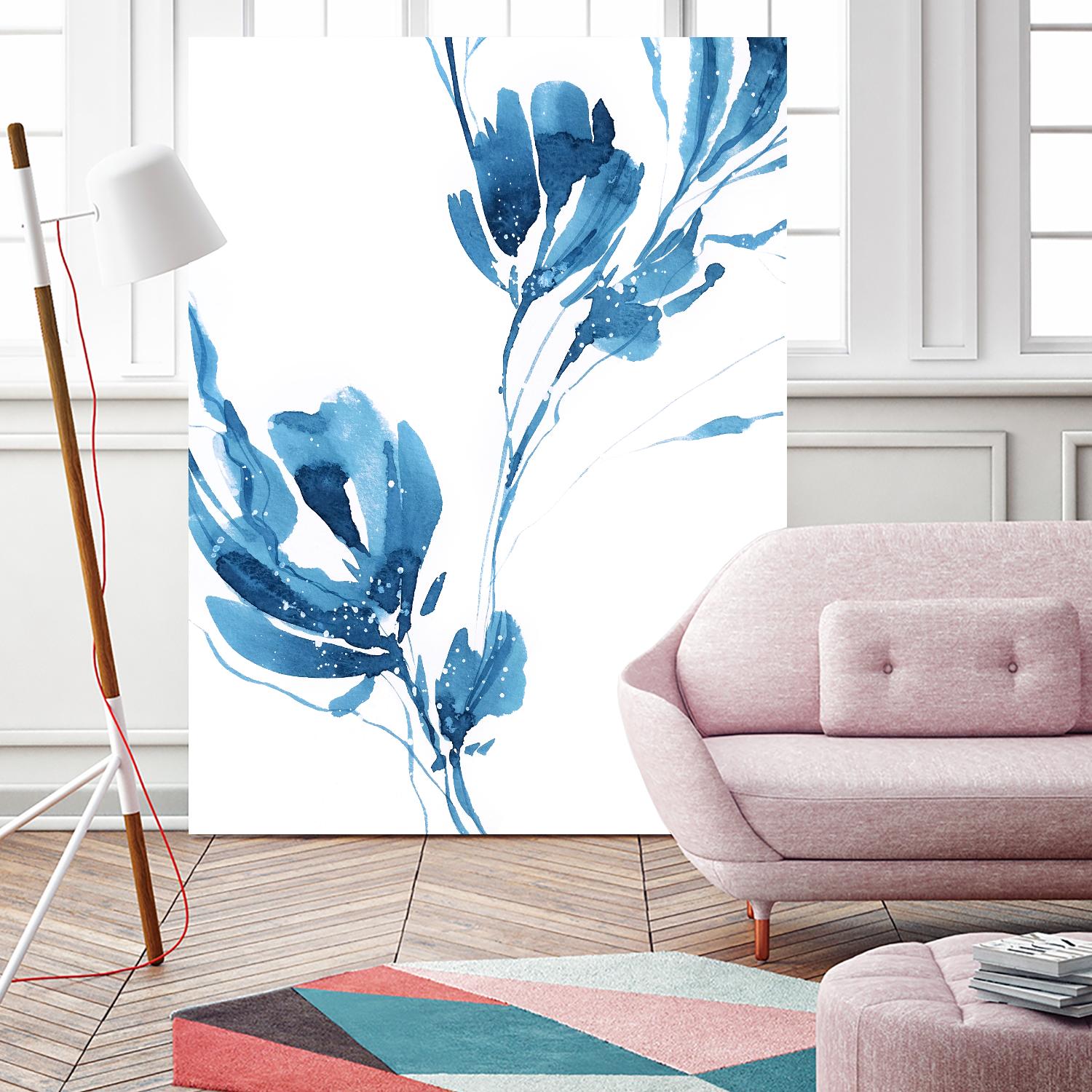 Blue Move 1 by Lesia Binkin on GIANT ART - blue, white floral/still life, patterns, plants