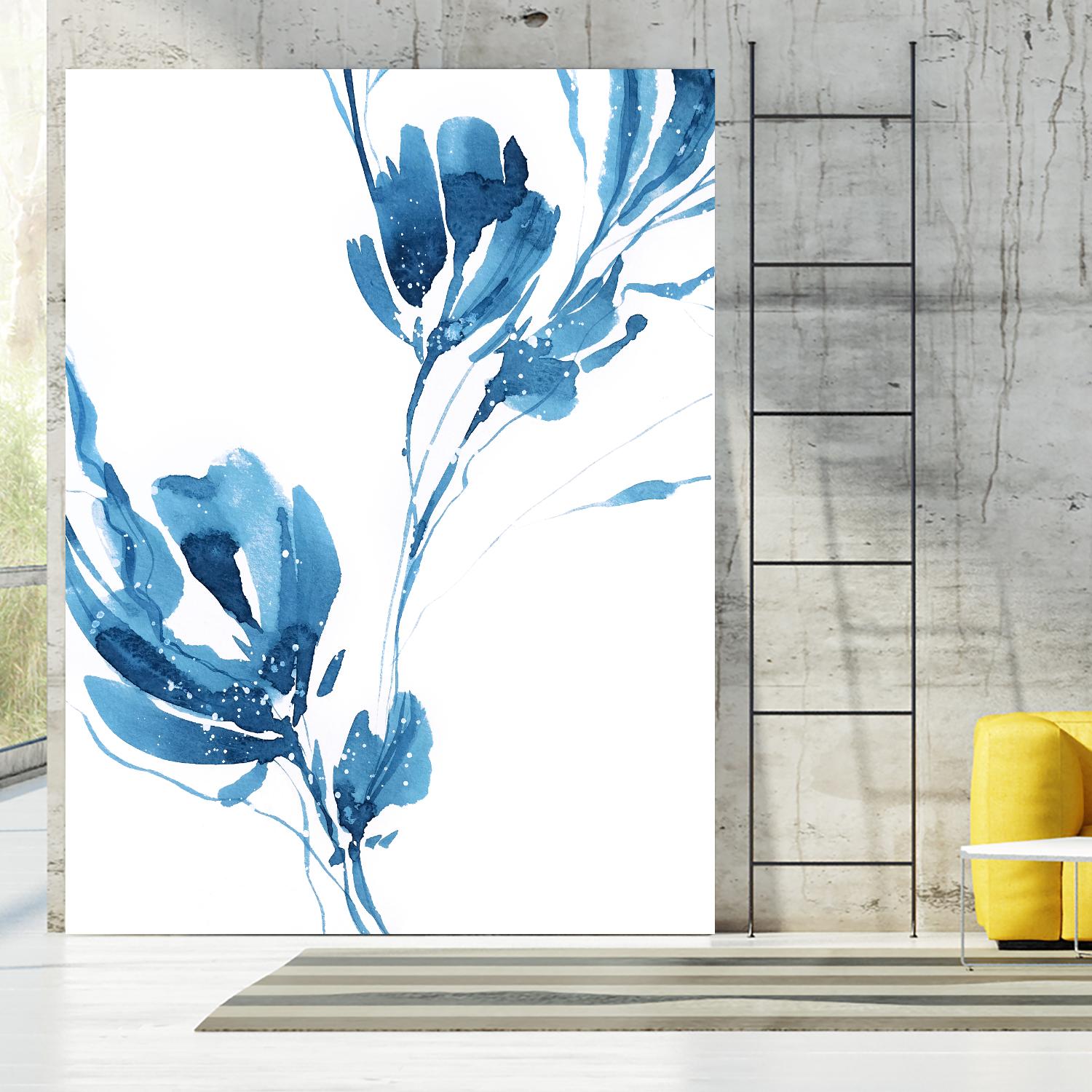 Blue Move 1 by Lesia Binkin on GIANT ART - blue, white floral/still life, patterns, plants
