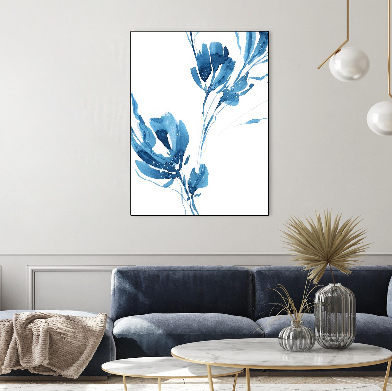 Blue Move 1 by Lesia Binkin on GIANT ART - blue, white floral/still life, patterns, plants