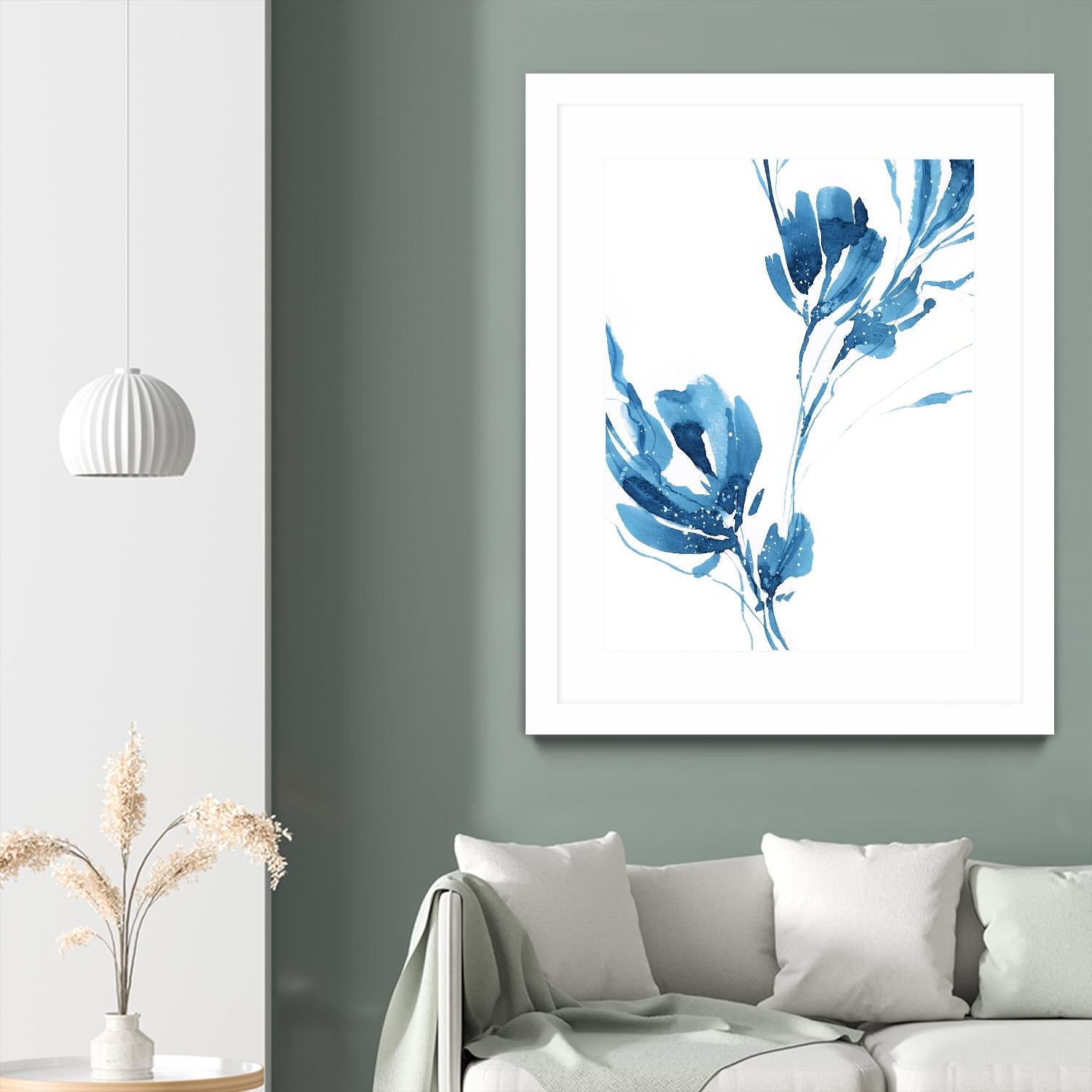 Blue Move 1 by Lesia Binkin on GIANT ART - blue, white floral/still life, patterns, plants