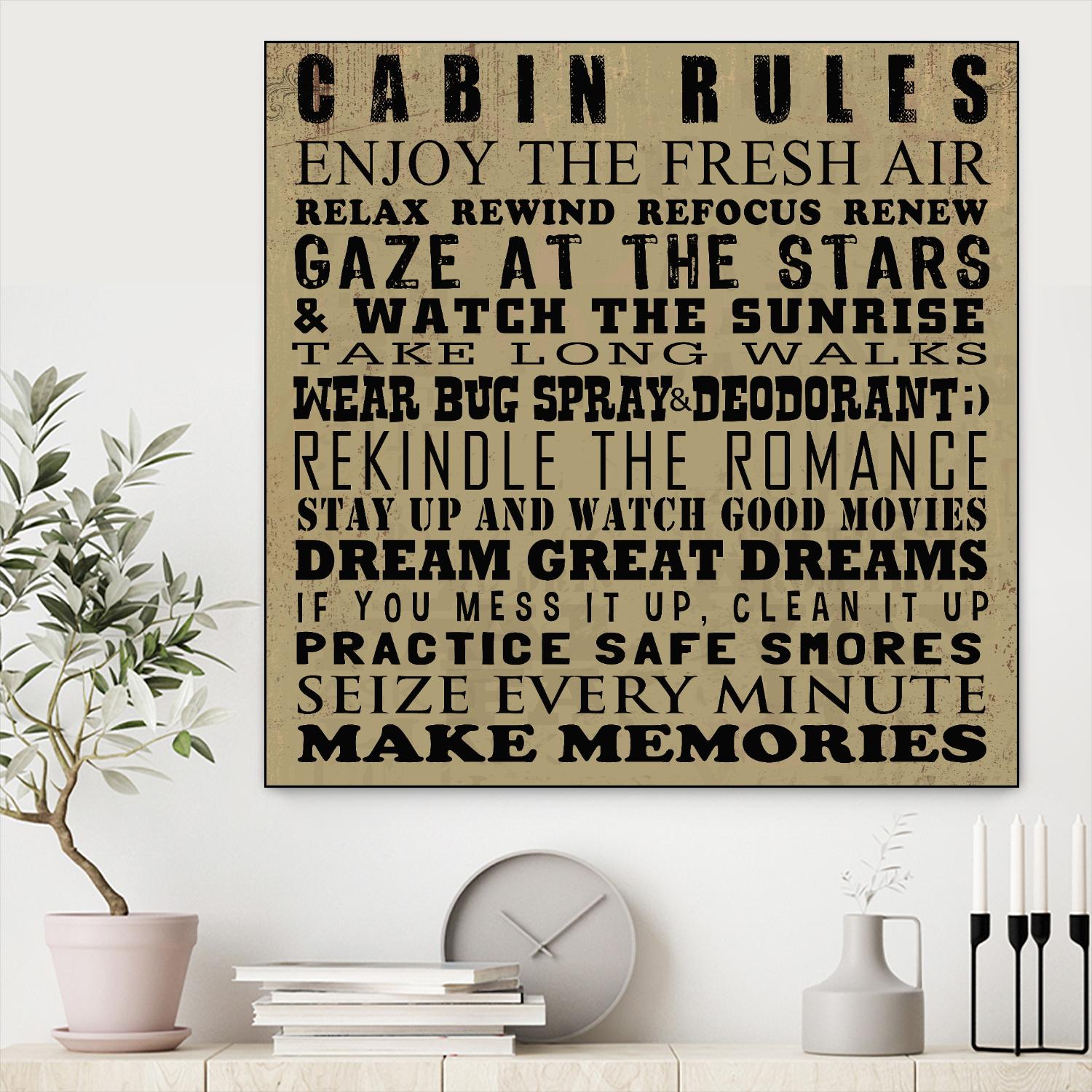 Cabin Rules by Jim Baldwin on GIANT ART - multicolor inspirational