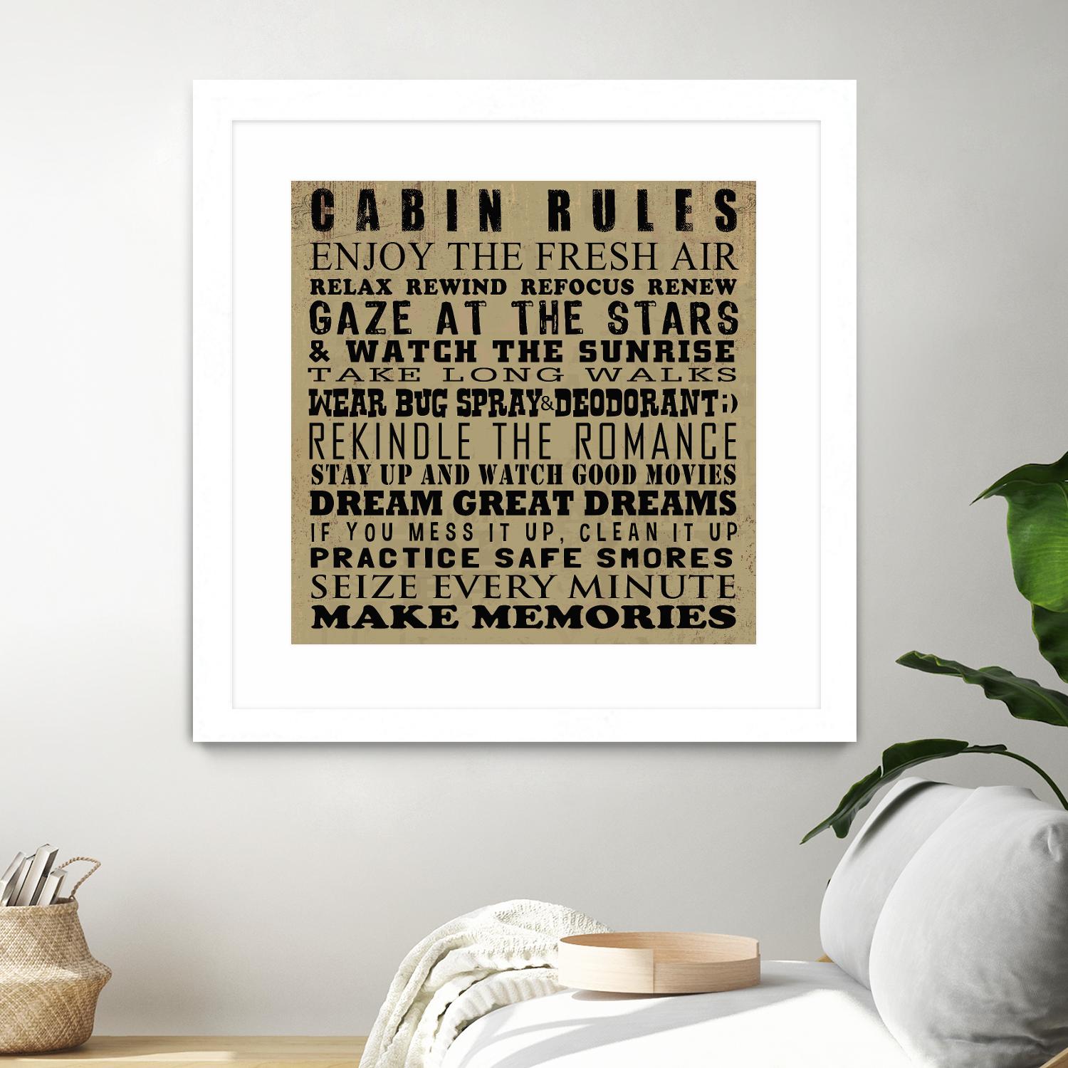 Cabin Rules by Jim Baldwin on GIANT ART - multicolor inspirational
