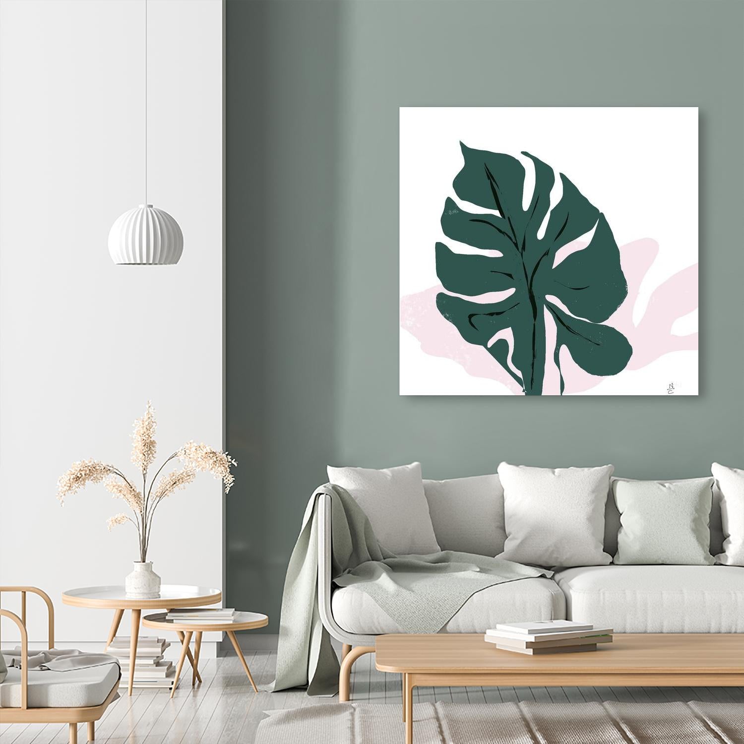 Pink Shadow by Niya Christine on GIANT ART - green contemporary, floral/still life, leaves
