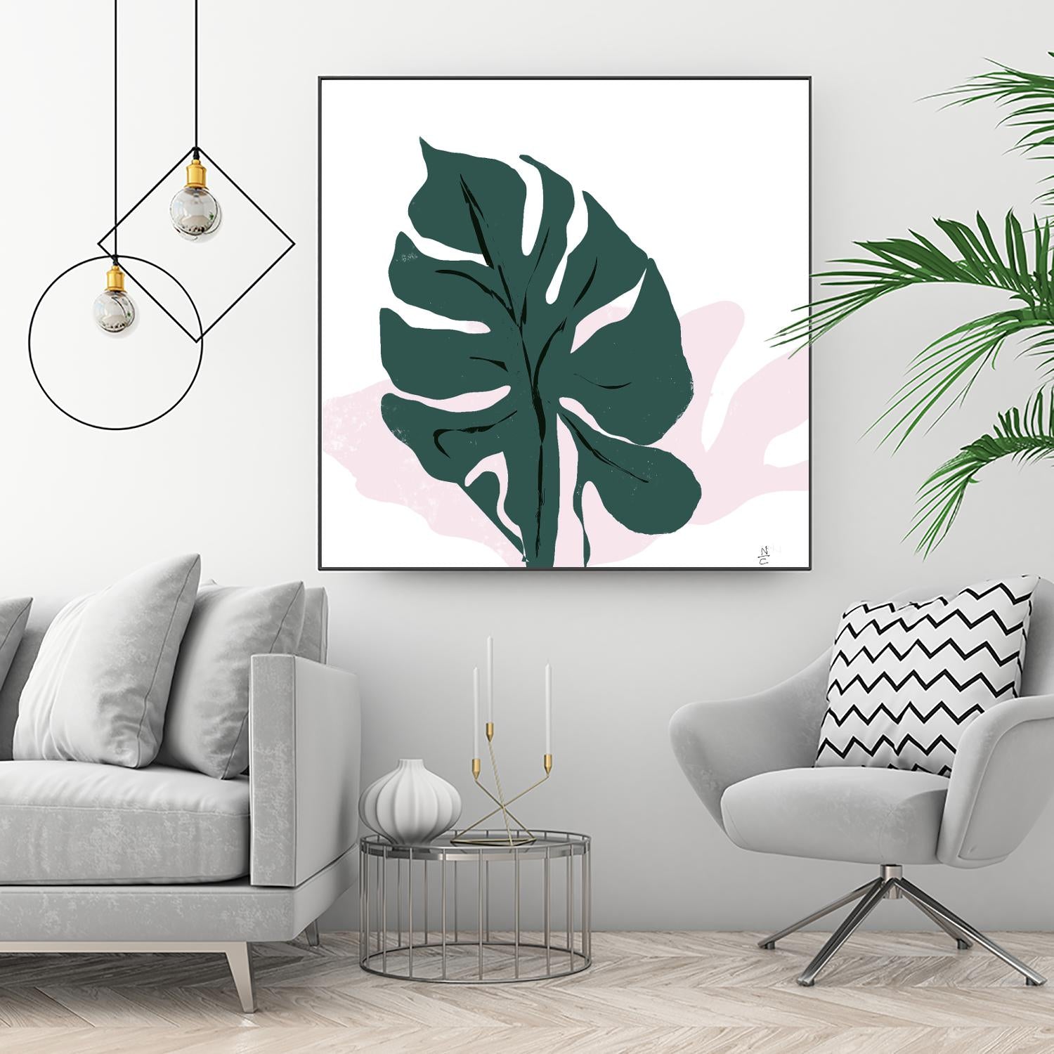 Pink Shadow by Niya Christine on GIANT ART - green contemporary, floral/still life, leaves