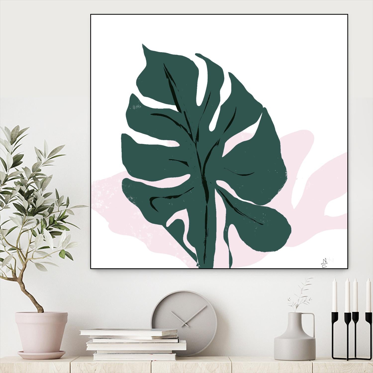 Pink Shadow by Niya Christine on GIANT ART - green contemporary, floral/still life, leaves