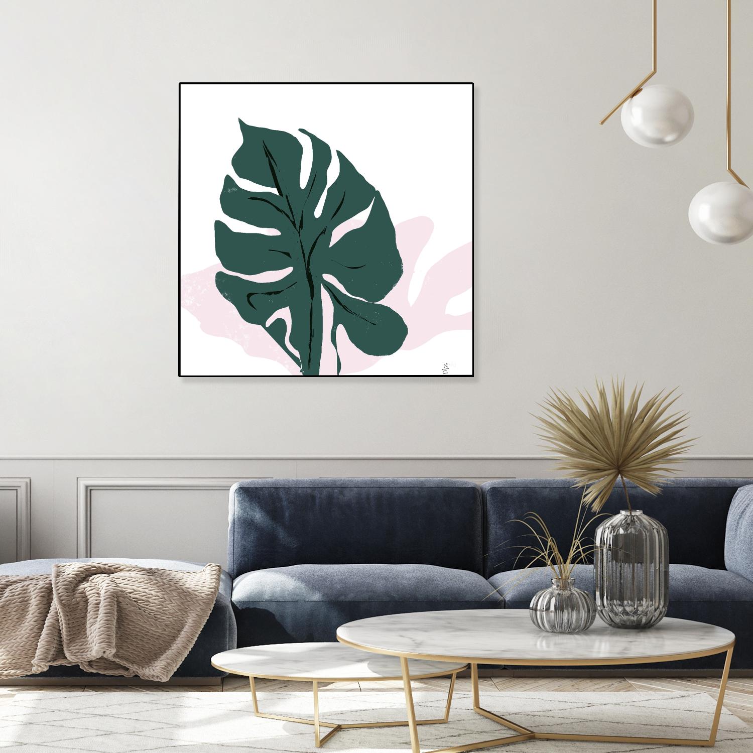 Pink Shadow by Niya Christine on GIANT ART - green contemporary, floral/still life, leaves