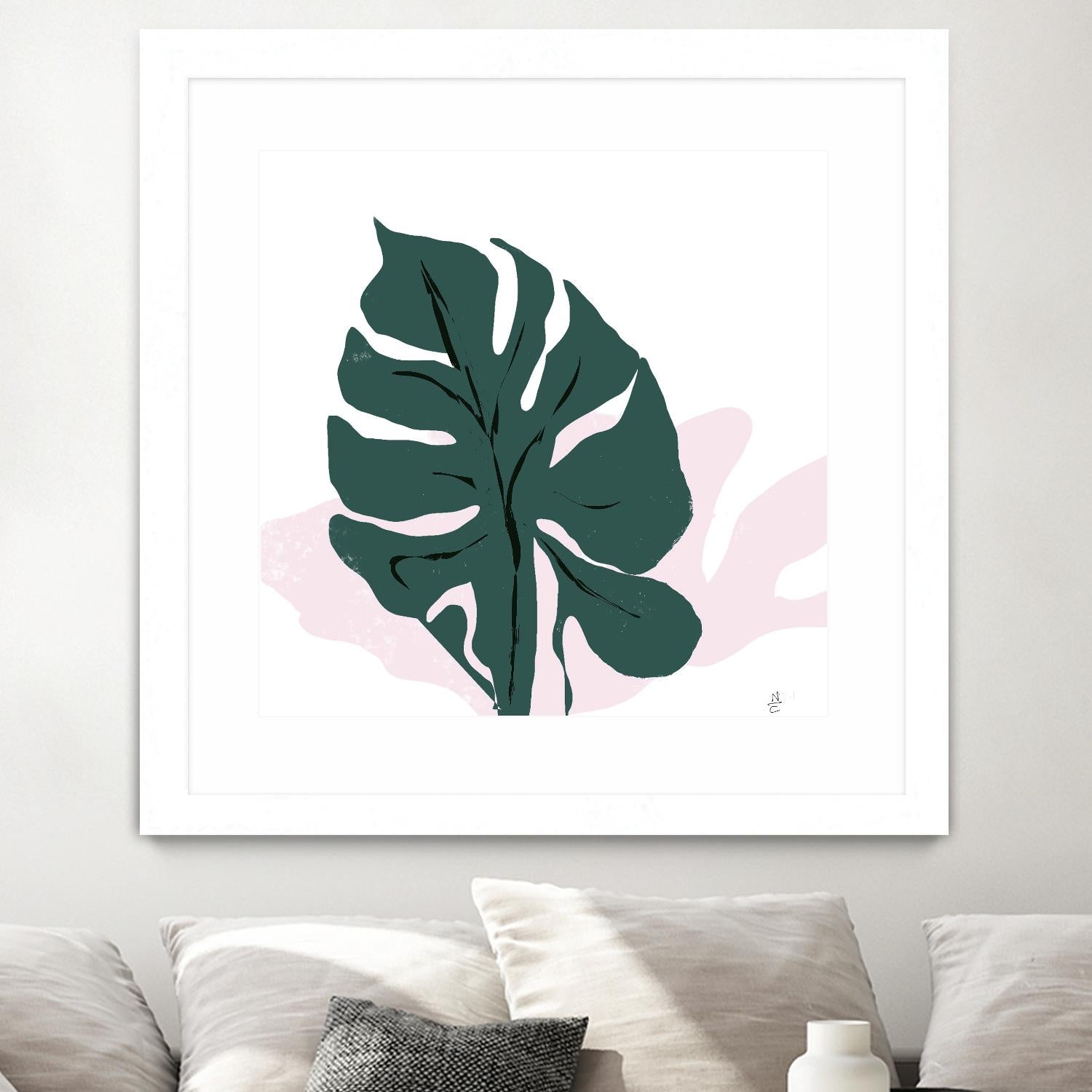 Pink Shadow by Niya Christine on GIANT ART - green contemporary, floral/still life, leaves