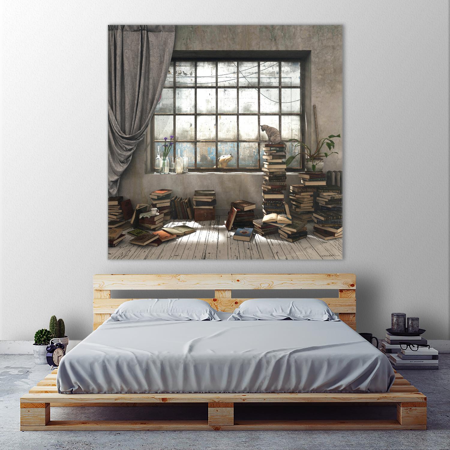 Introvert by Cynthia Decker on GIANT ART - multi children, contemporary, animals, cats, dogs, windows