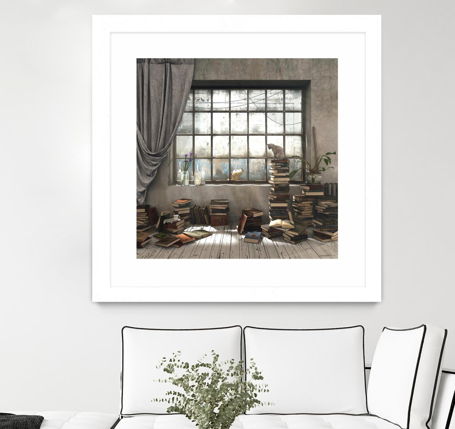 Introvert by Cynthia Decker on GIANT ART - multi children, contemporary, animals, cats, dogs, windows