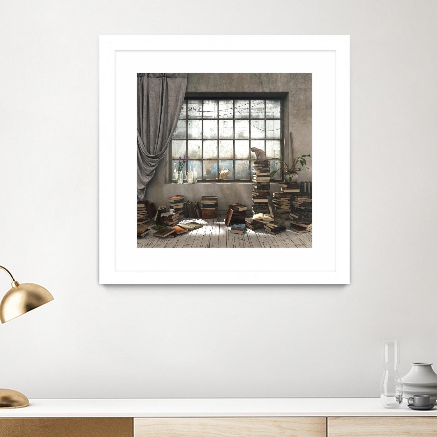 Introvert by Cynthia Decker on GIANT ART - multi children, contemporary, animals, cats, dogs, windows