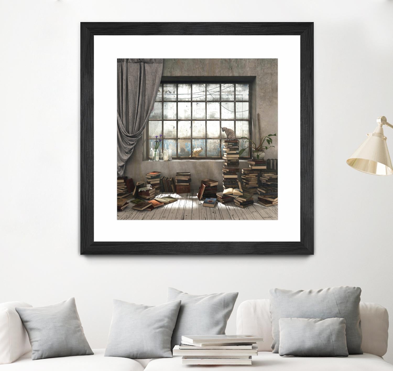 Introvert by Cynthia Decker on GIANT ART - multi children, contemporary, animals, cats, dogs, windows