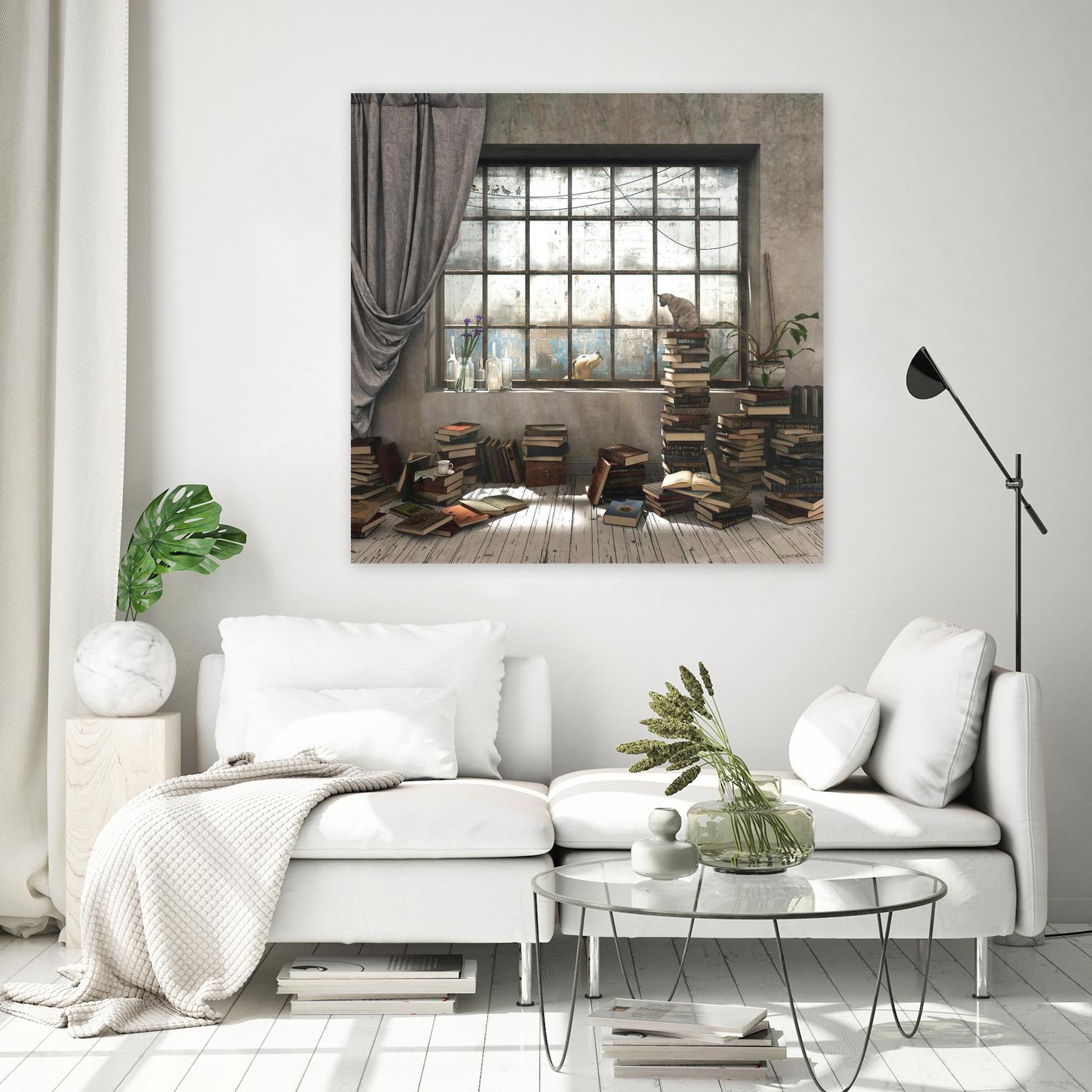 Introvert by Cynthia Decker on GIANT ART - multi children, contemporary, animals, cats, dogs, windows