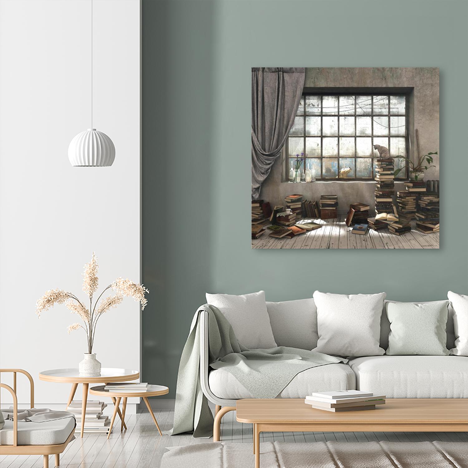 Introvert by Cynthia Decker on GIANT ART - multi children, contemporary, animals, cats, dogs, windows