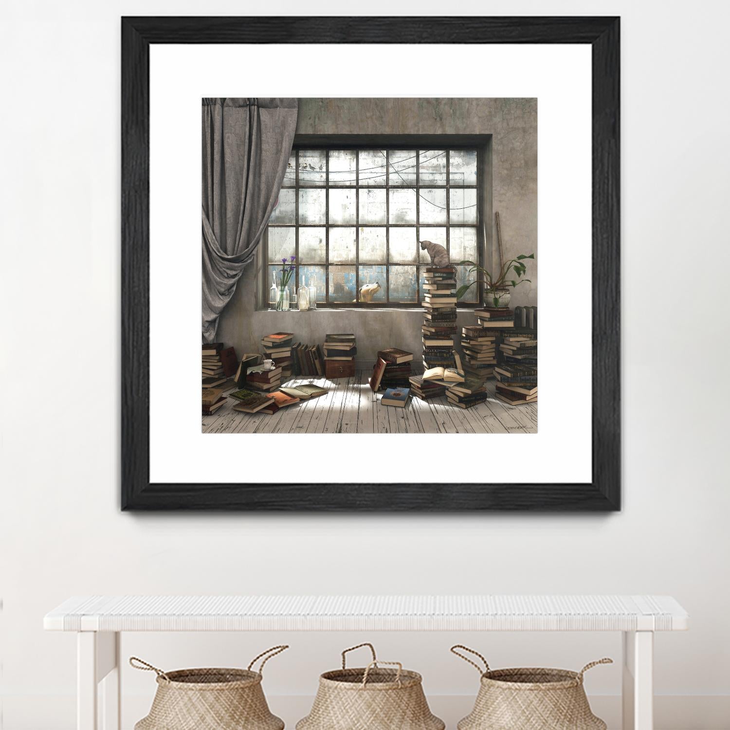 Introvert by Cynthia Decker on GIANT ART - multi children, contemporary, animals, cats, dogs, windows