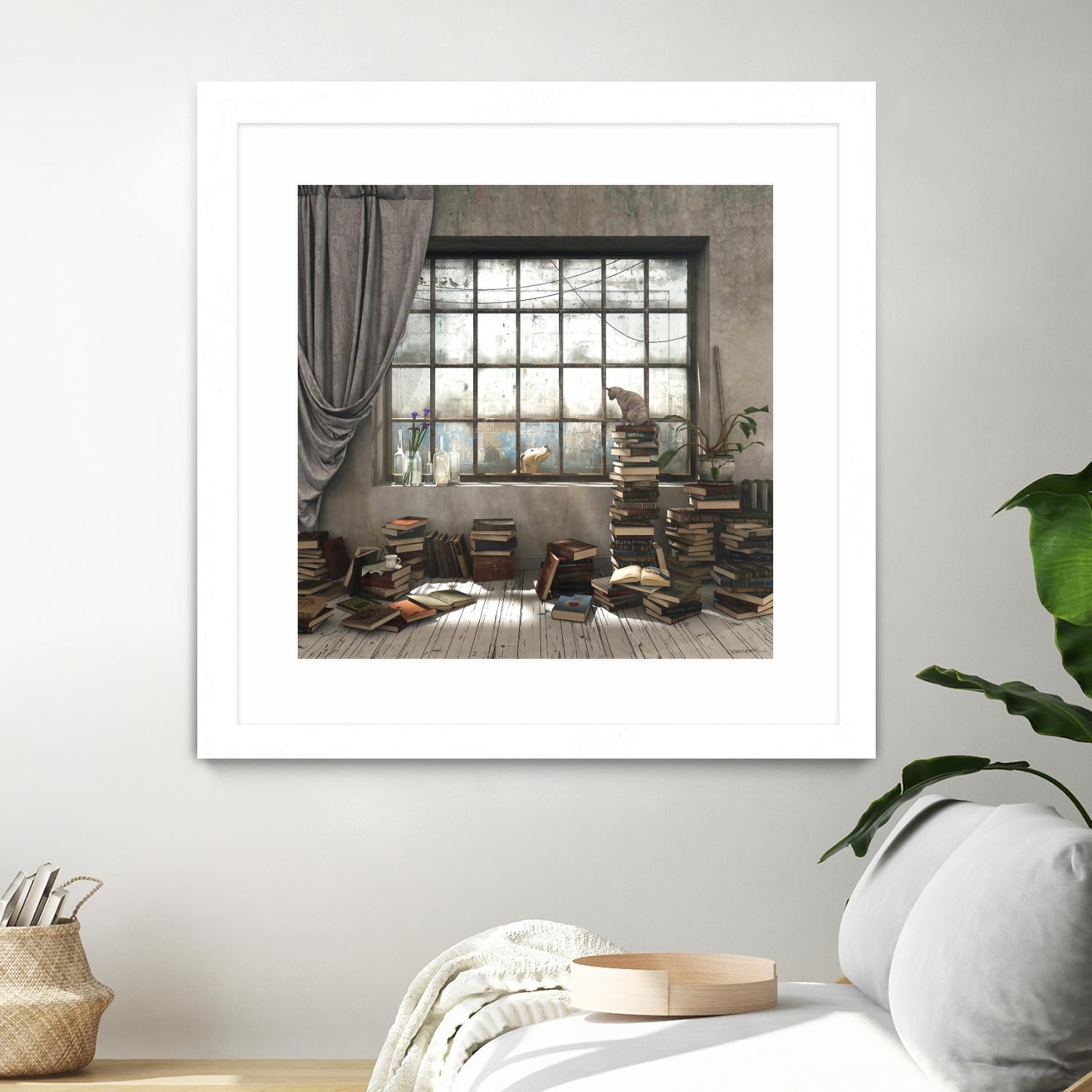 Introvert by Cynthia Decker on GIANT ART - multi children, contemporary, animals, cats, dogs, windows