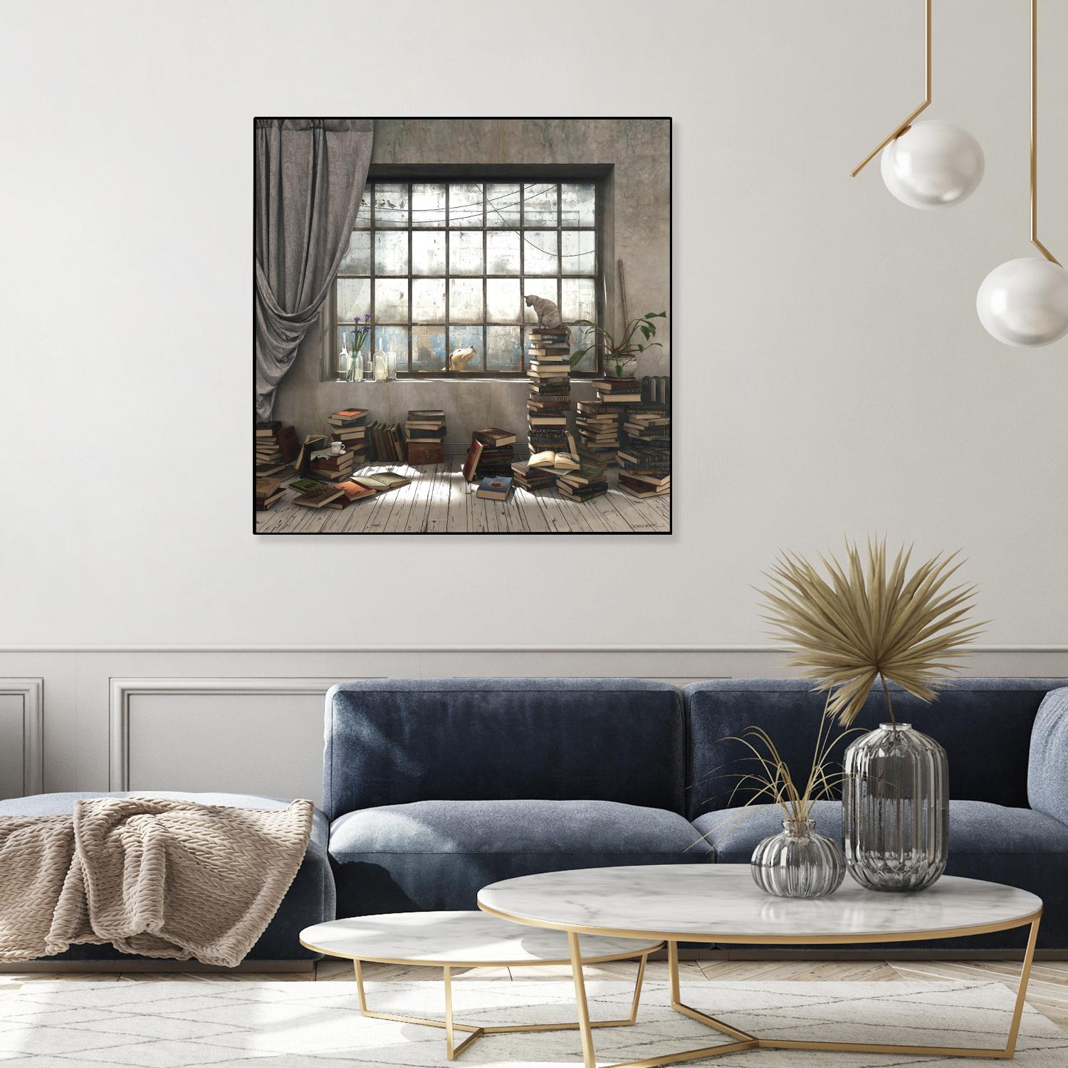 Introvert by Cynthia Decker on GIANT ART - multi children, contemporary, animals, cats, dogs, windows