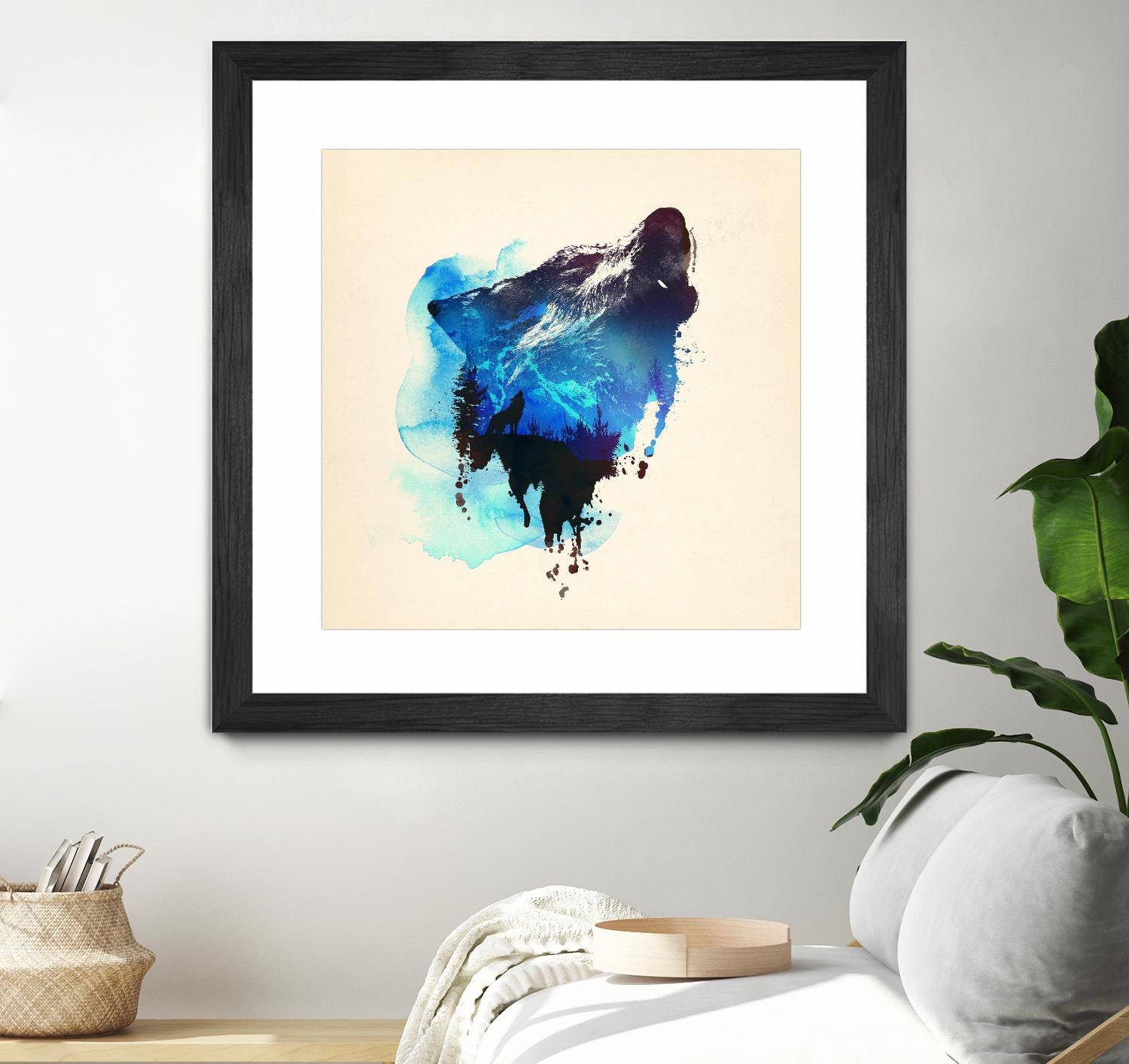 Alone as a Wolf by Robert Farkas on GIANT ART - blue animals