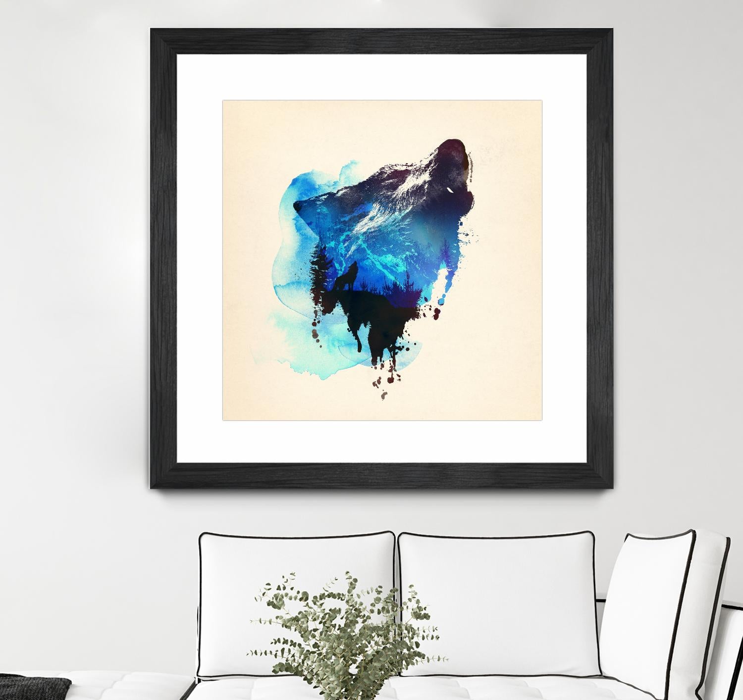 Alone as a Wolf by Robert Farkas on GIANT ART - blue animals