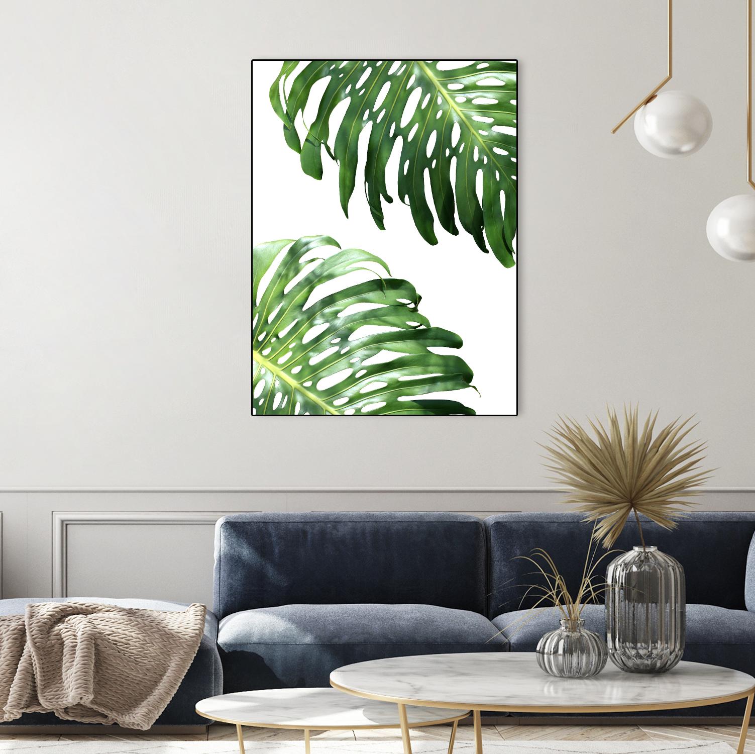 Double Philodendron (color) by Lexie Greer on GIANT ART - green botanical leaves