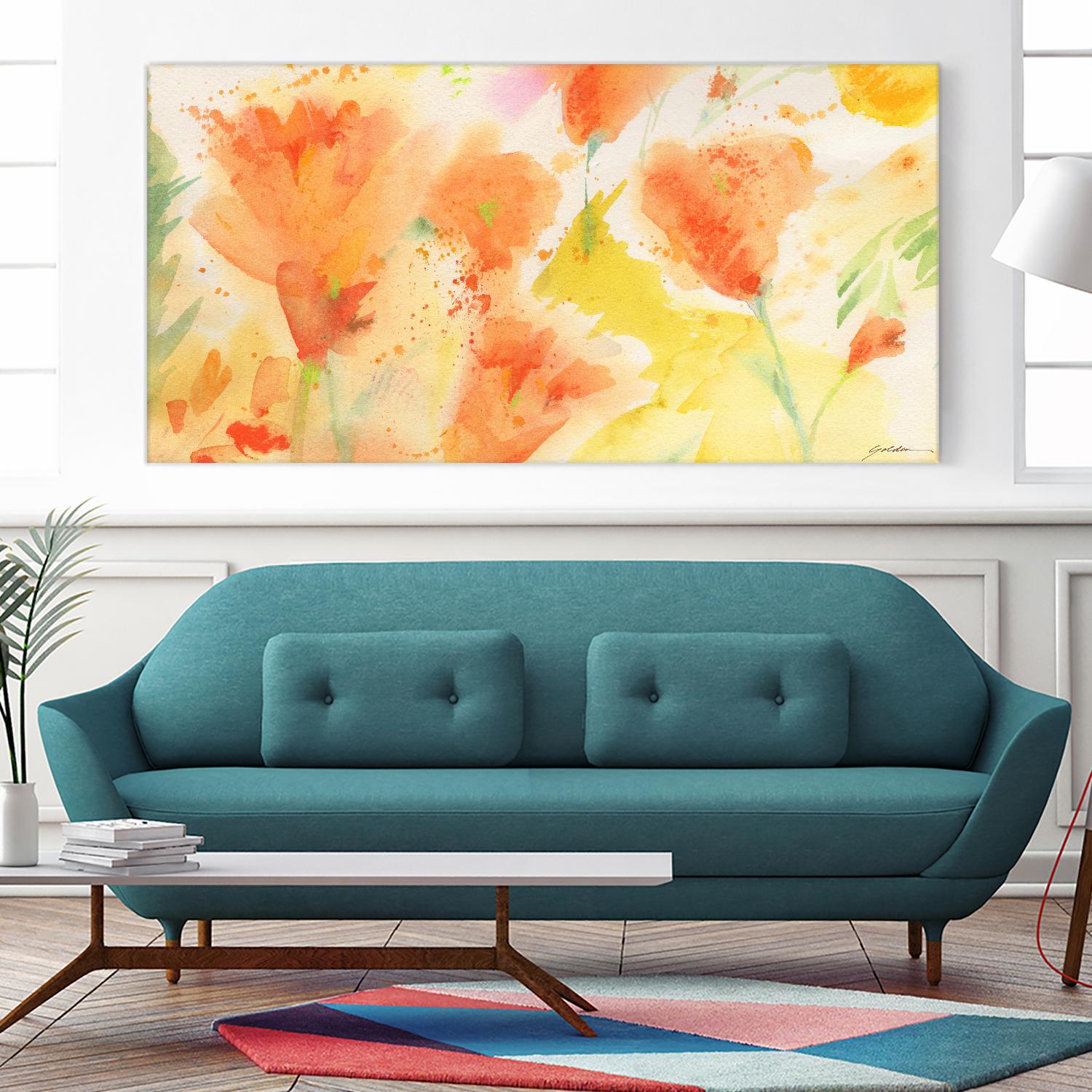 Windblown Poppies #1 by Sheila Golden on GIANT ART - multicolor floral/still life; contemporary