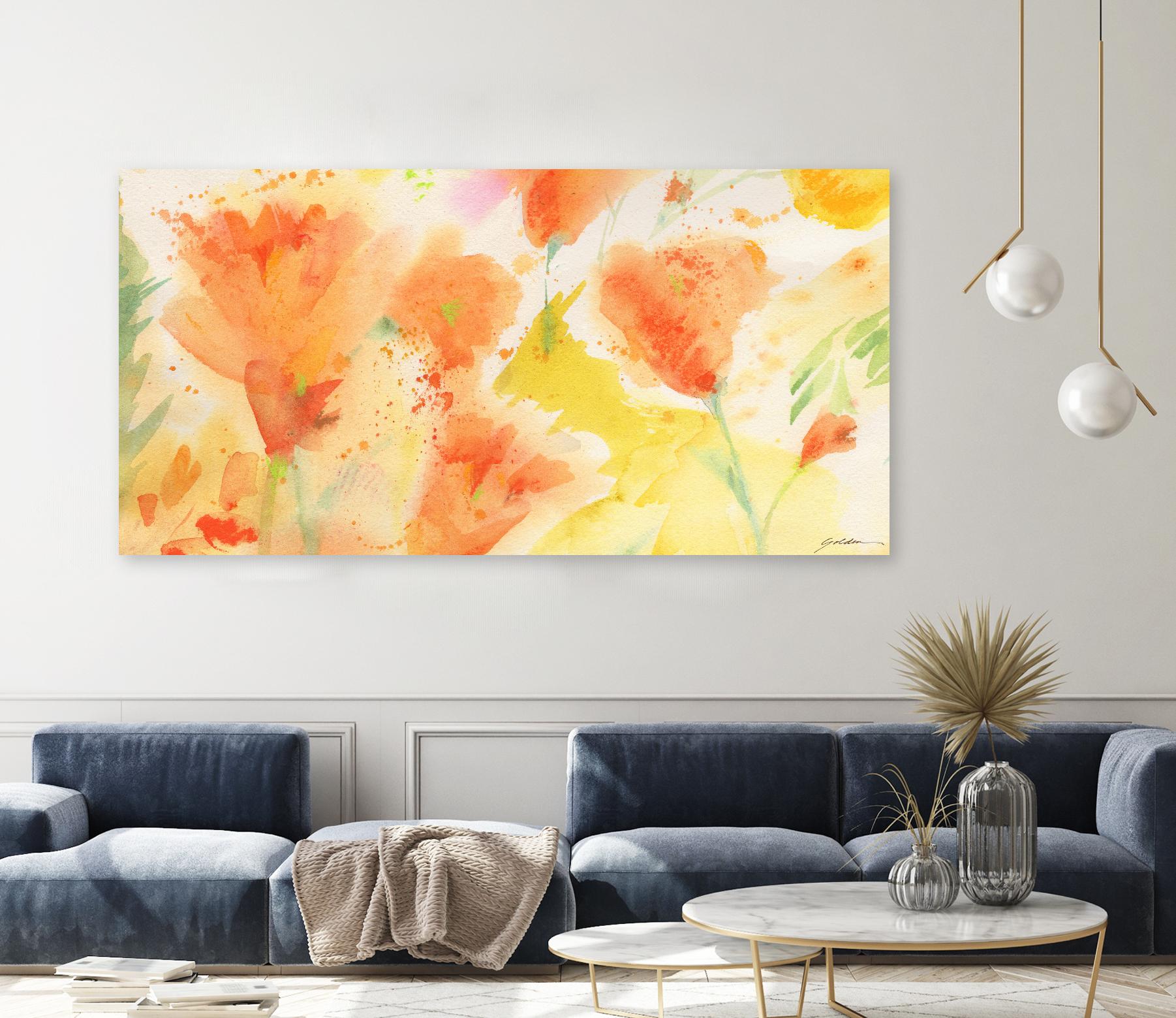 Windblown Poppies #1 by Sheila Golden on GIANT ART - multicolor floral/still life; contemporary