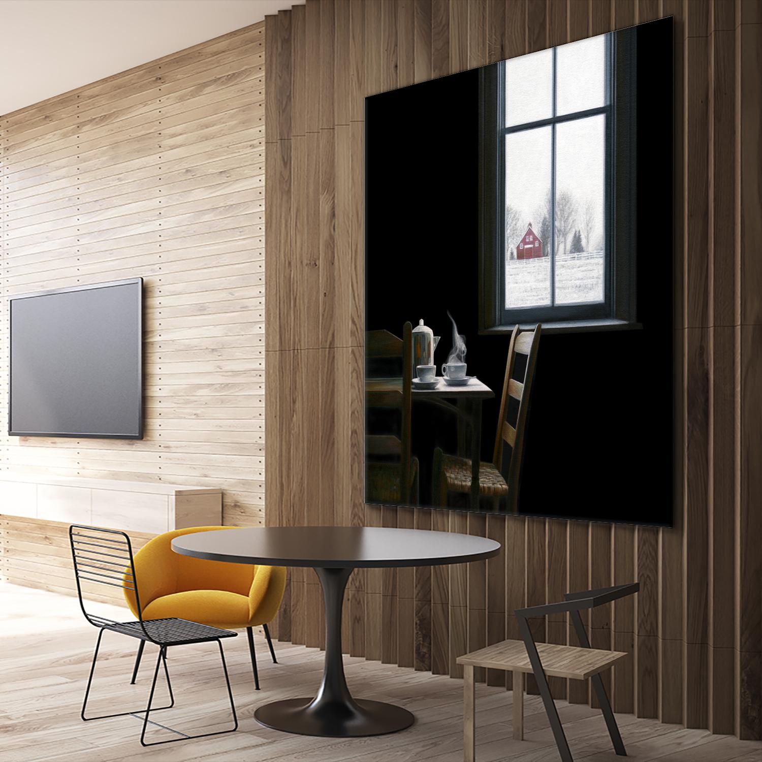 Pause by Karen Hollingsworth on GIANT ART - multi floral/still life, landscapes, chairs, coffee, farms, interiors, snow, winter, country/rural