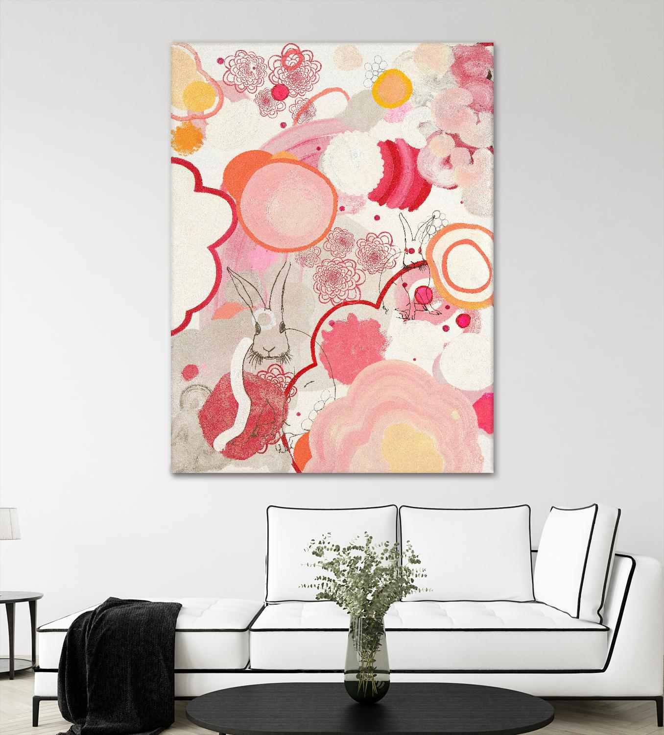 Funny Bunnies Come To The Party by Maggie Kleinpeter on GIANT ART - multicolor abstracts; contemporary
