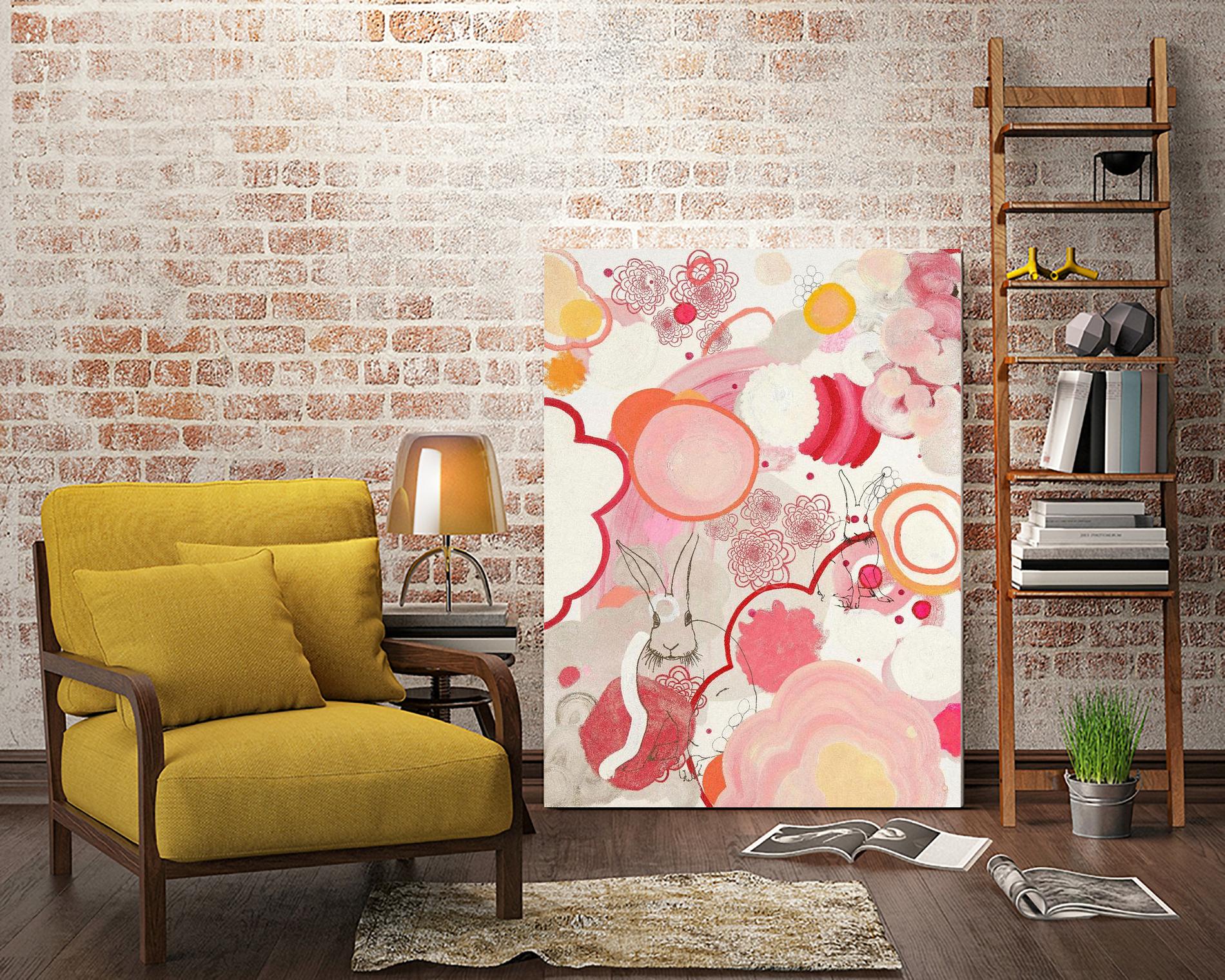 Funny Bunnies Come To The Party by Maggie Kleinpeter on GIANT ART - multicolor abstracts; contemporary