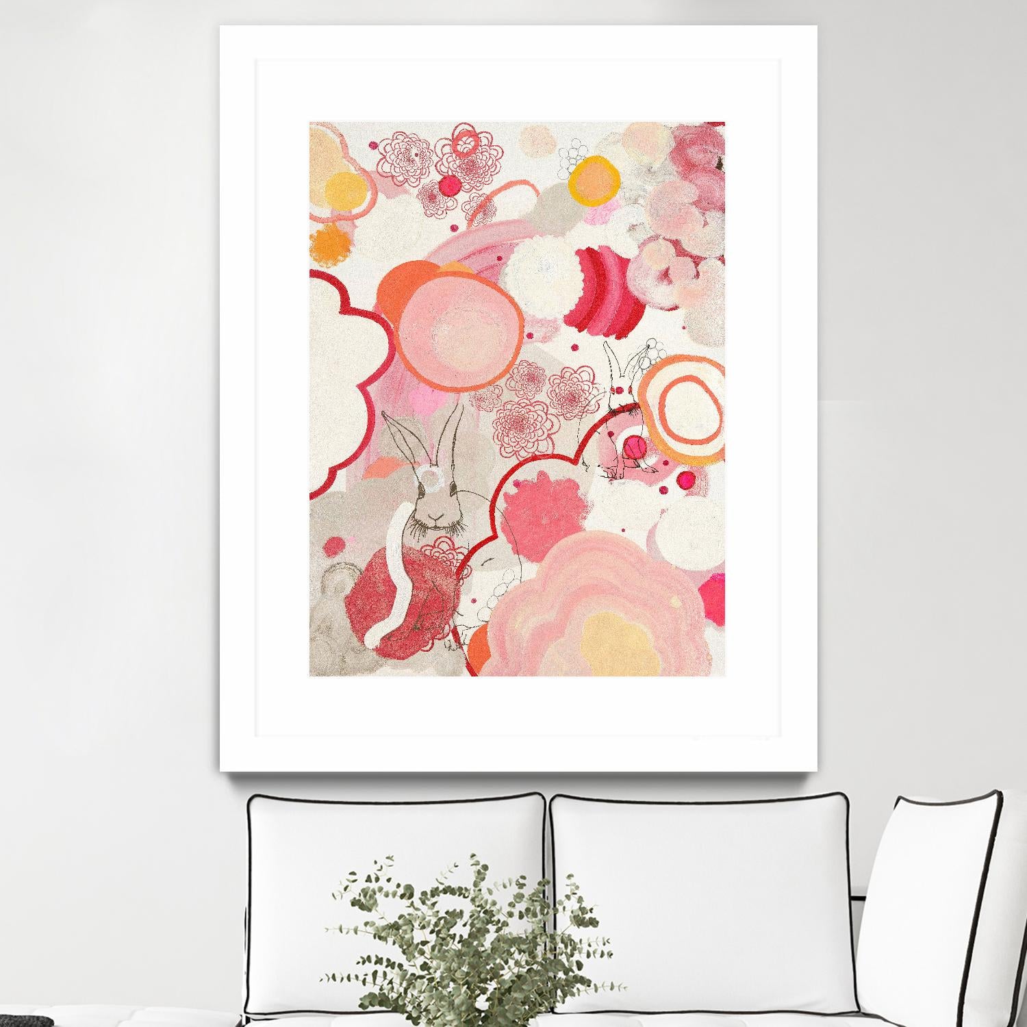 Funny Bunnies Come To The Party by Maggie Kleinpeter on GIANT ART - multicolor abstracts; contemporary